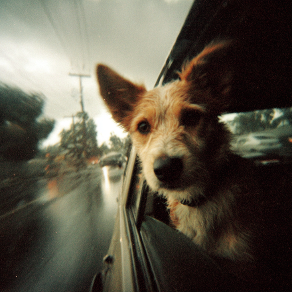 Dog Sticking Its Head Out of Photograph