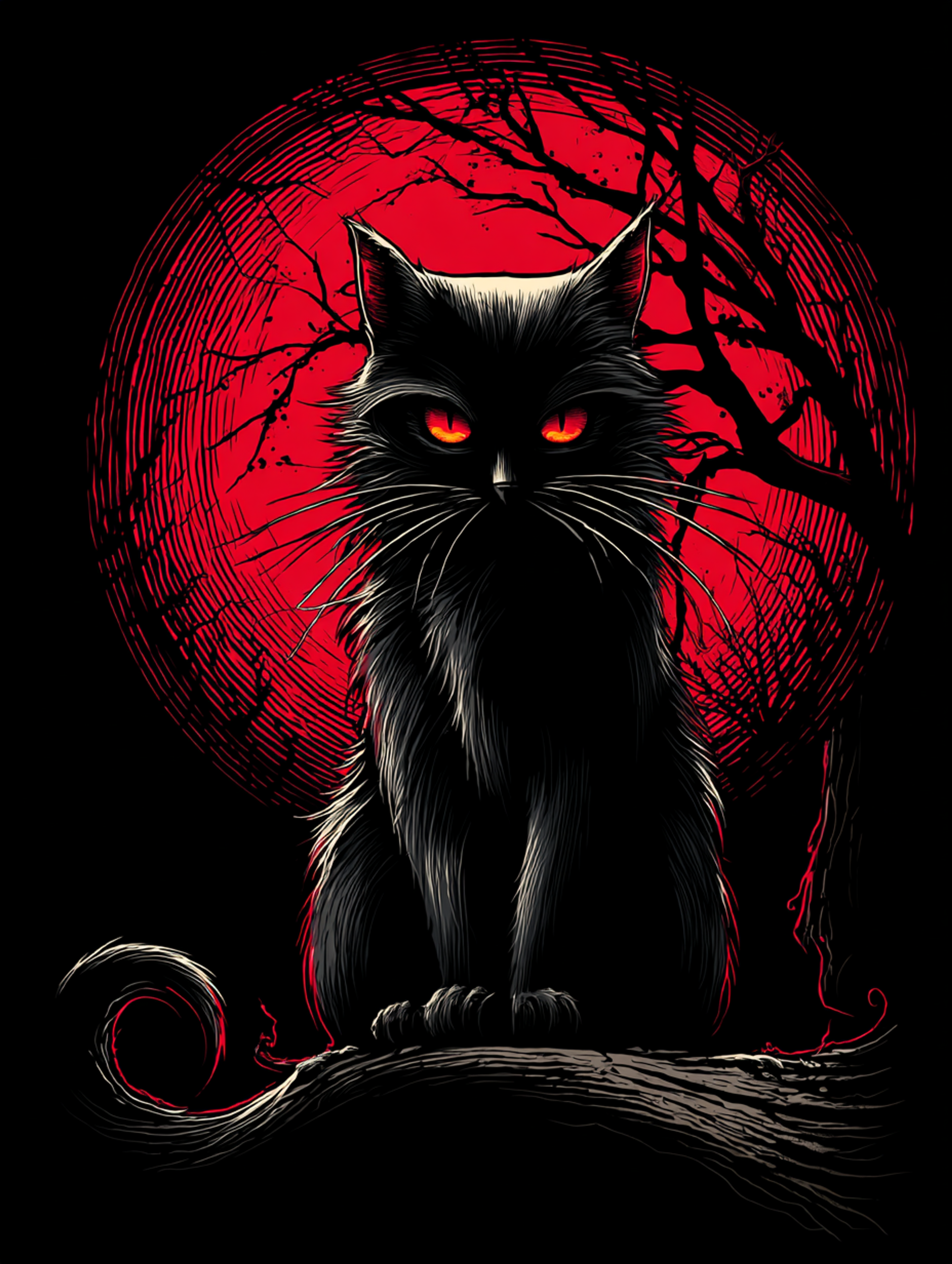 Dark Fantasy Black Cat Illustration