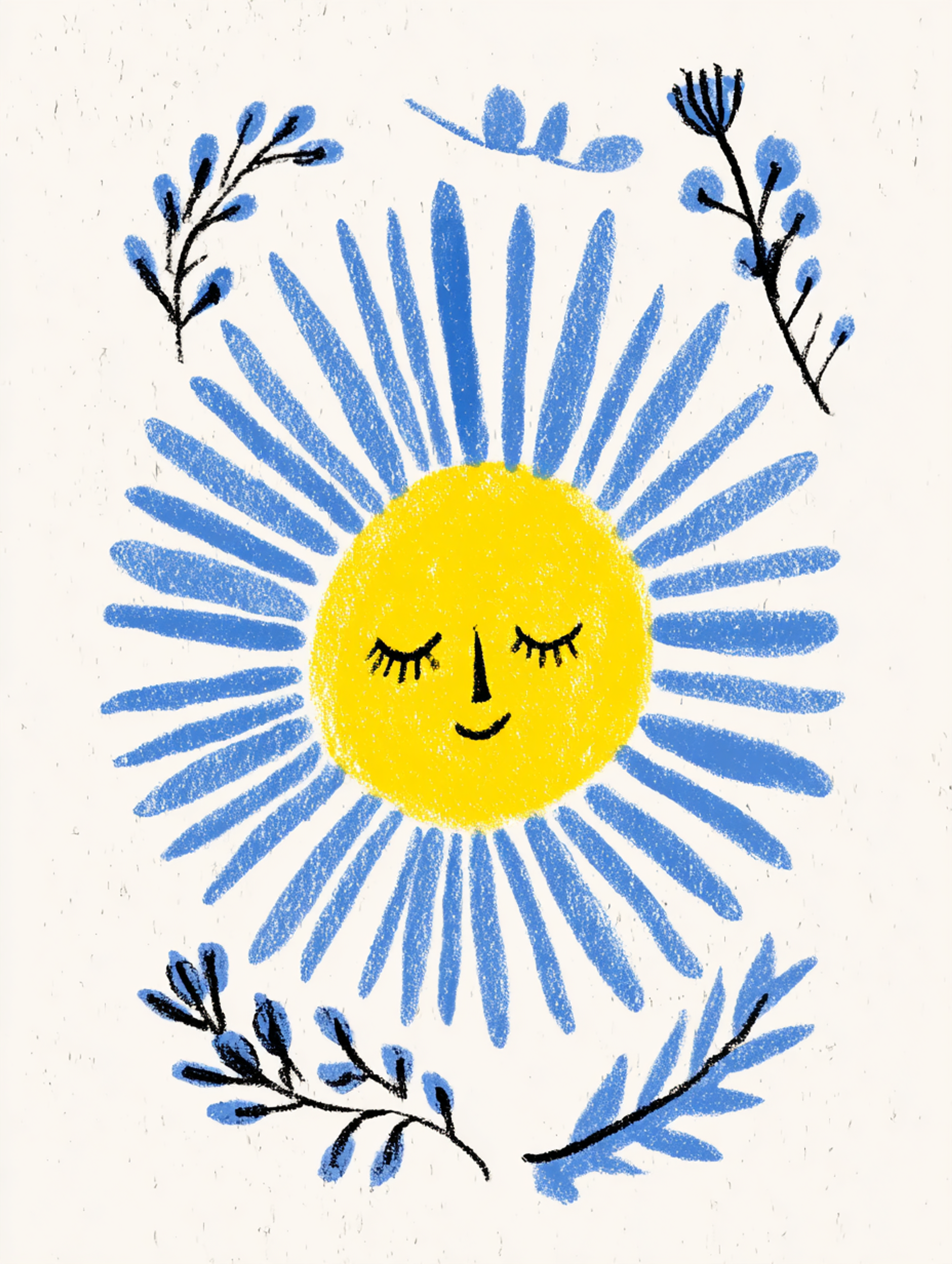 Naive Colored Pencil Cheerful Sun Sketch