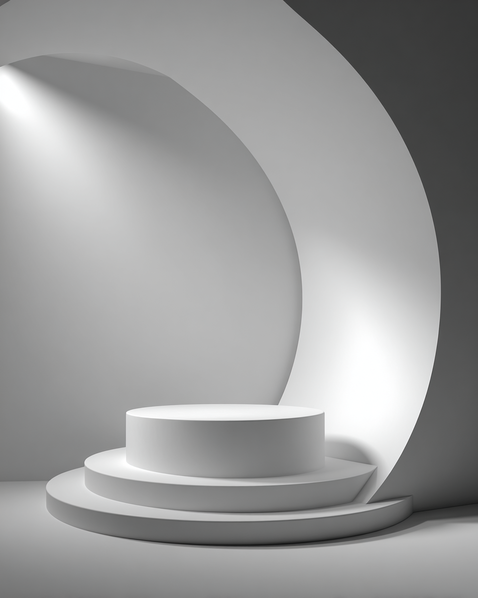 Curved White Plinth Product Surface Photo