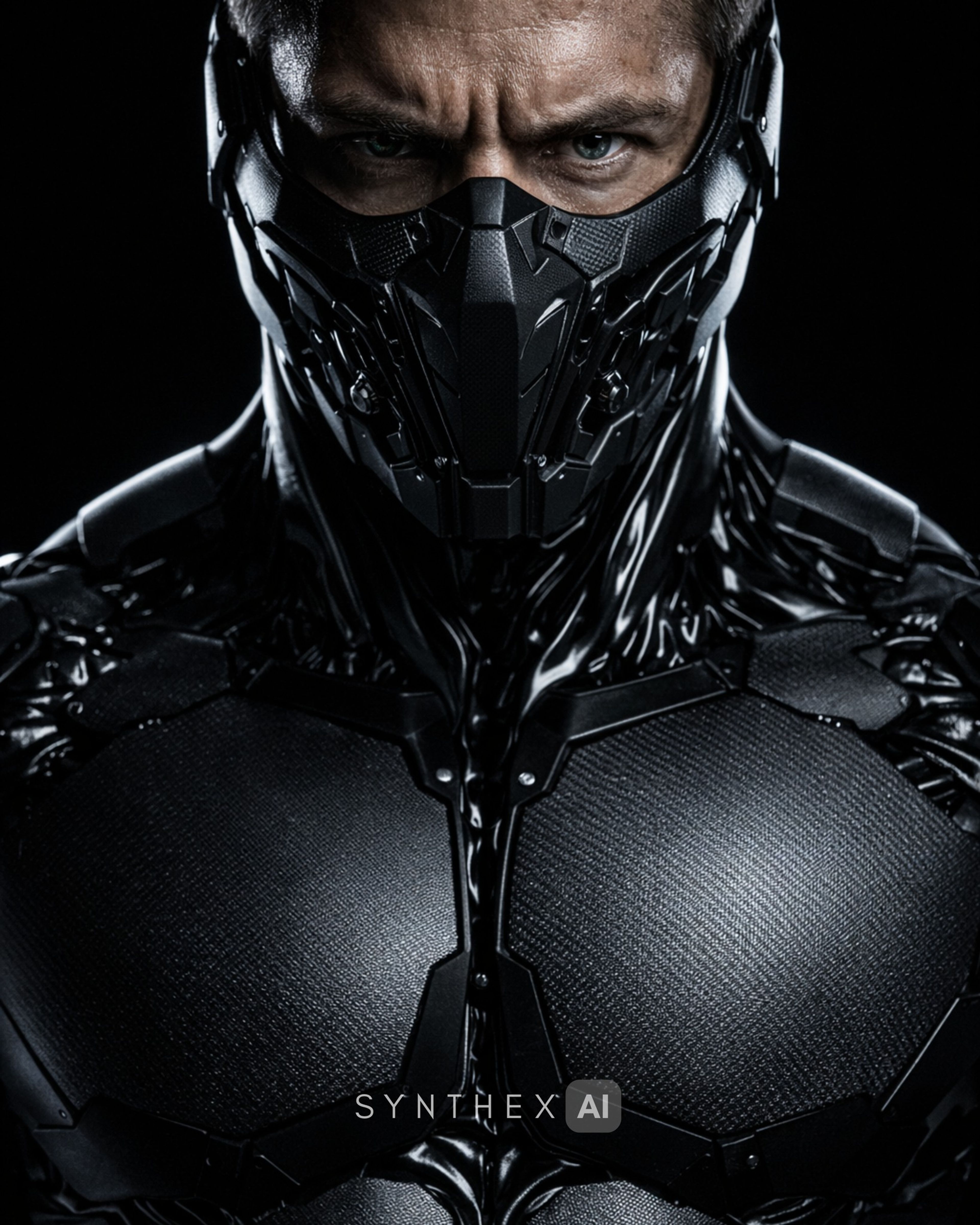 Generate Futuristic Black Armor Portraits