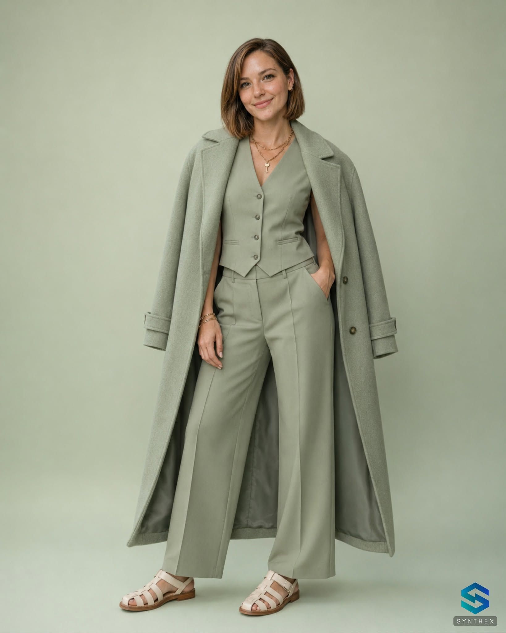 Generate Monochrome Sage Fashion Editorials