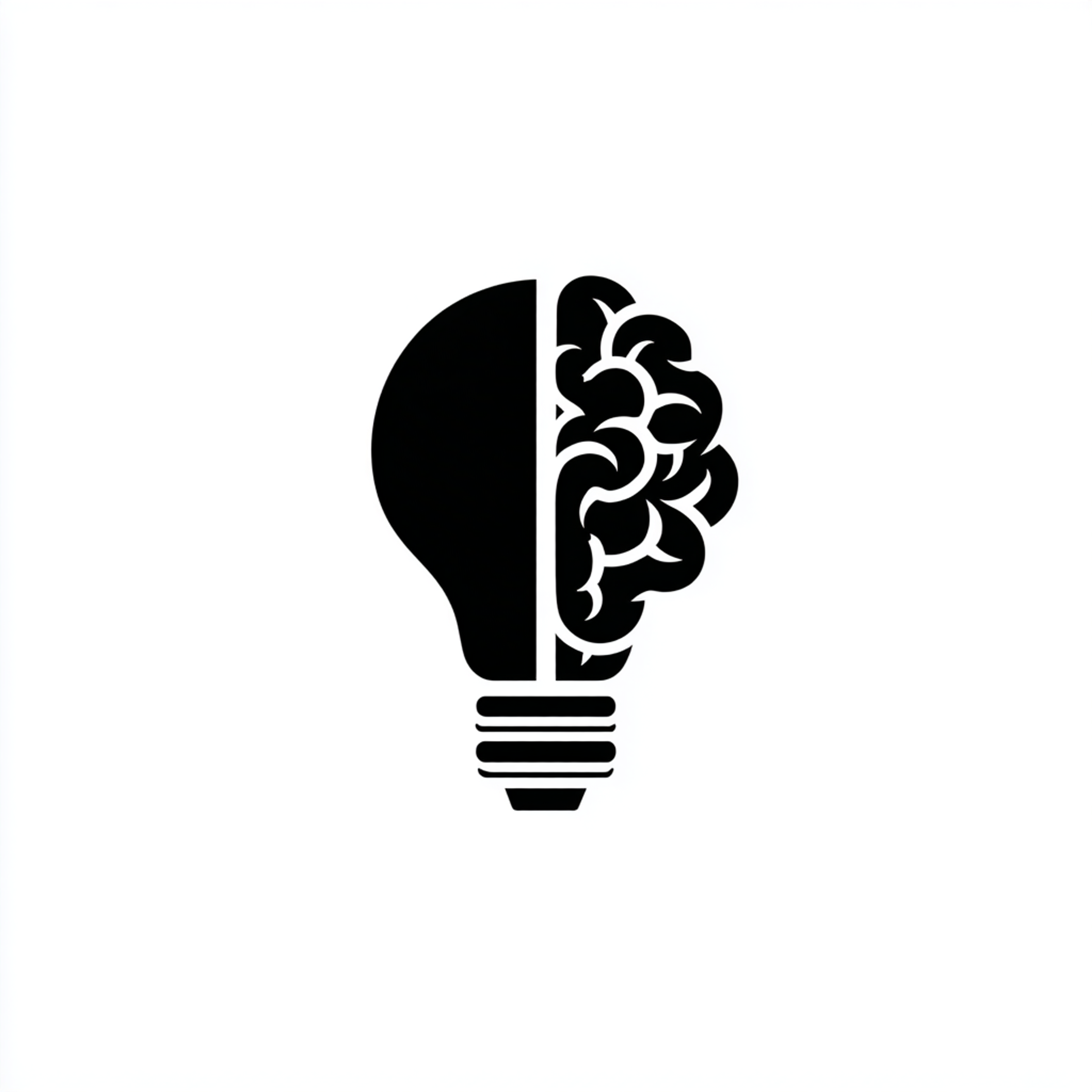 Negative Space Lightbulb and Human Brain Logo