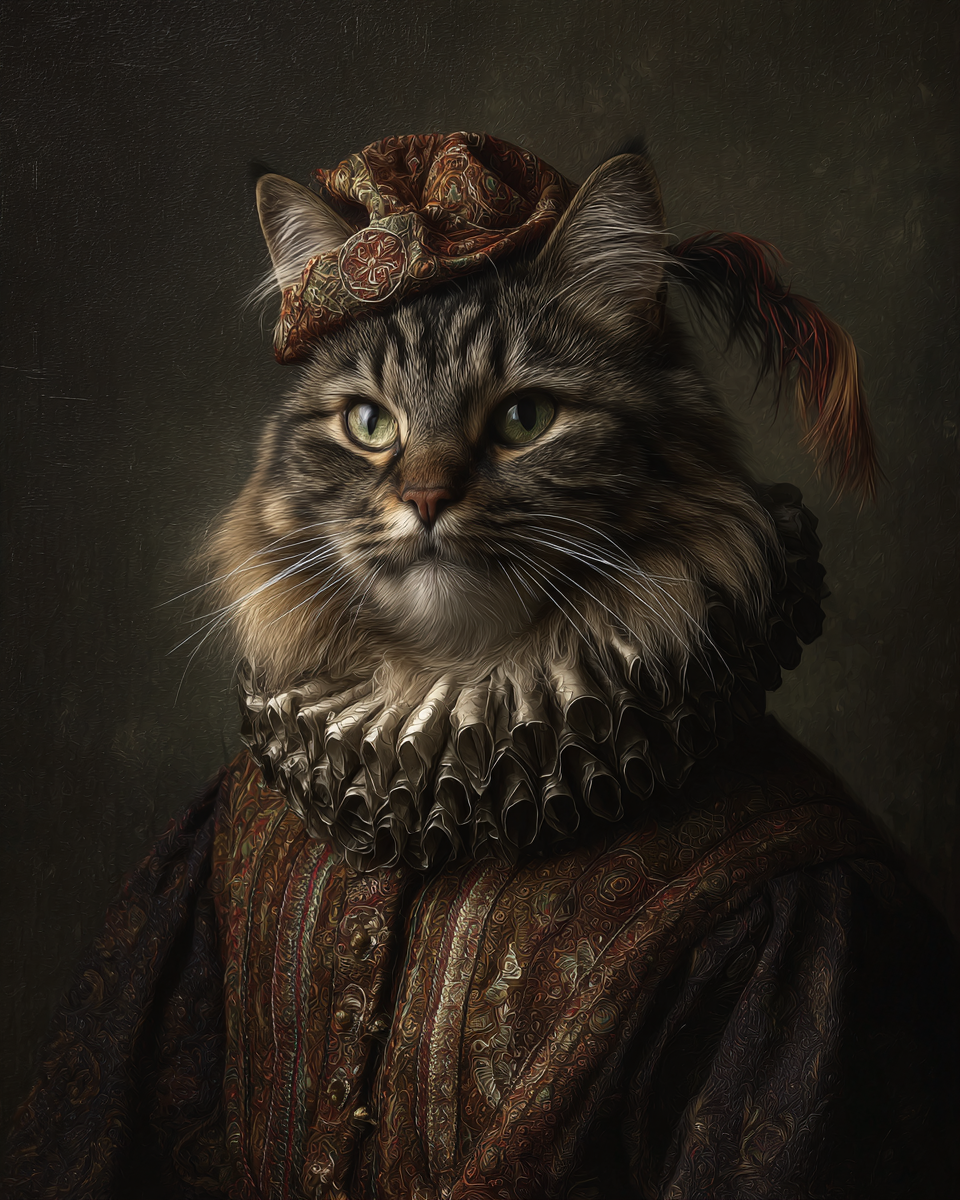 Dutch Masters Cat Circus Buffoon Portrait