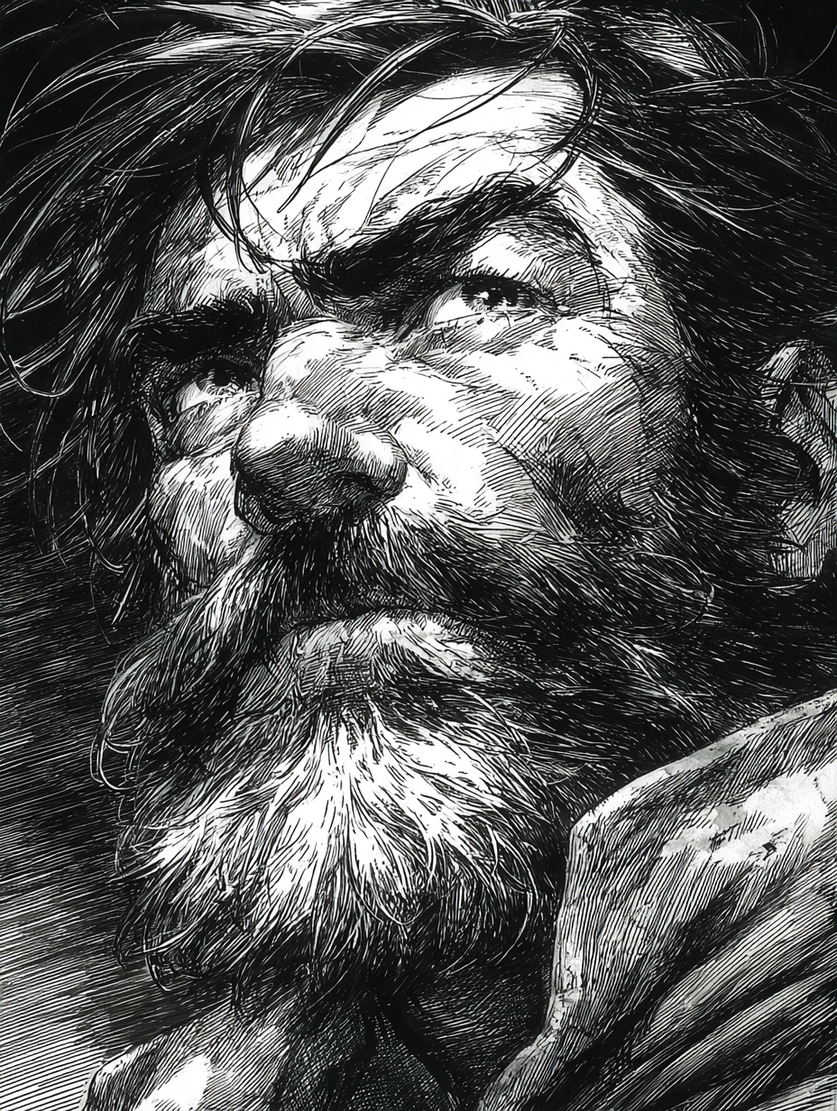 Graphite Pencil Bearded Sailor Sketch