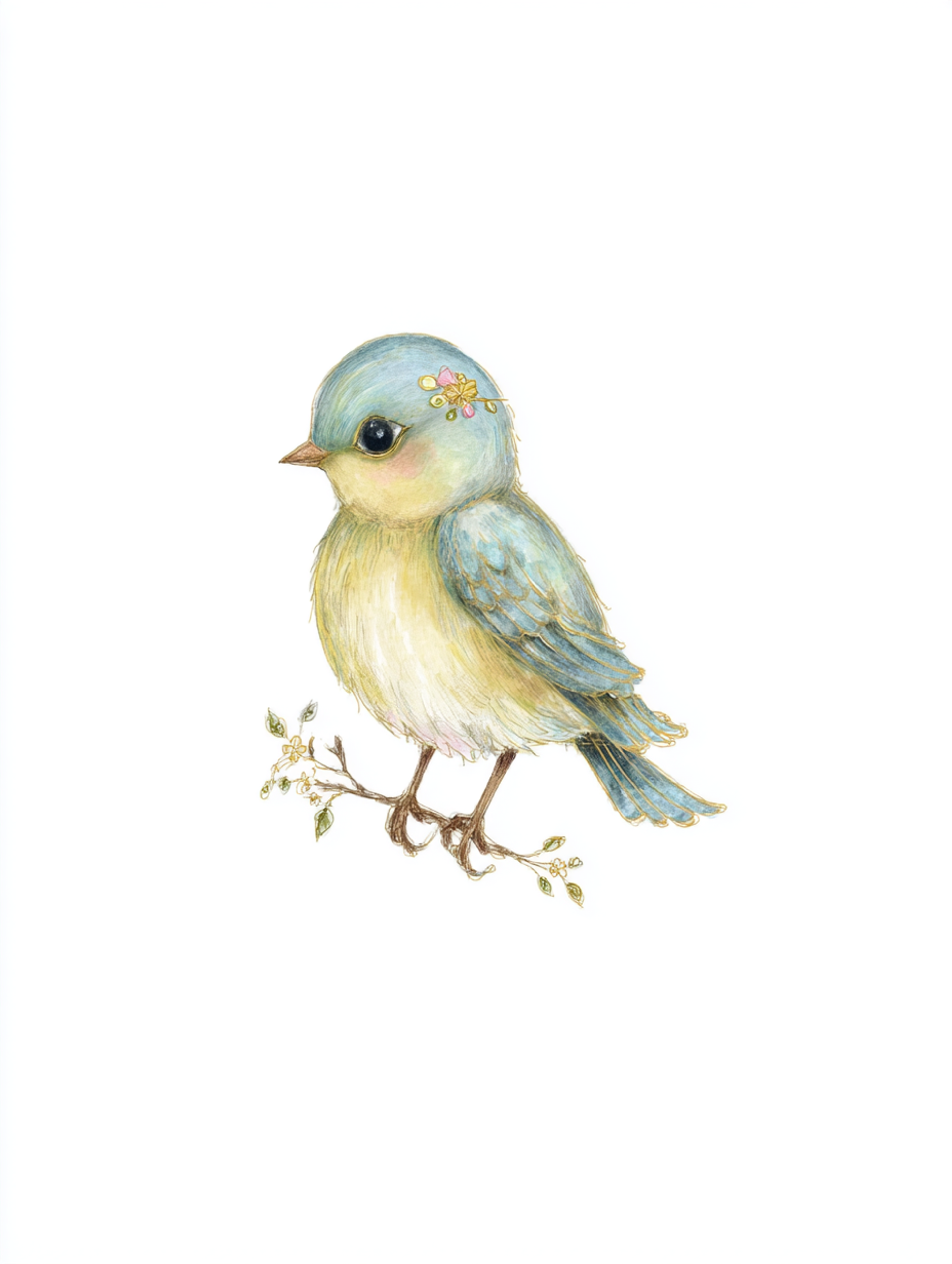 Gentle Watercolor Bluebird Illustration
