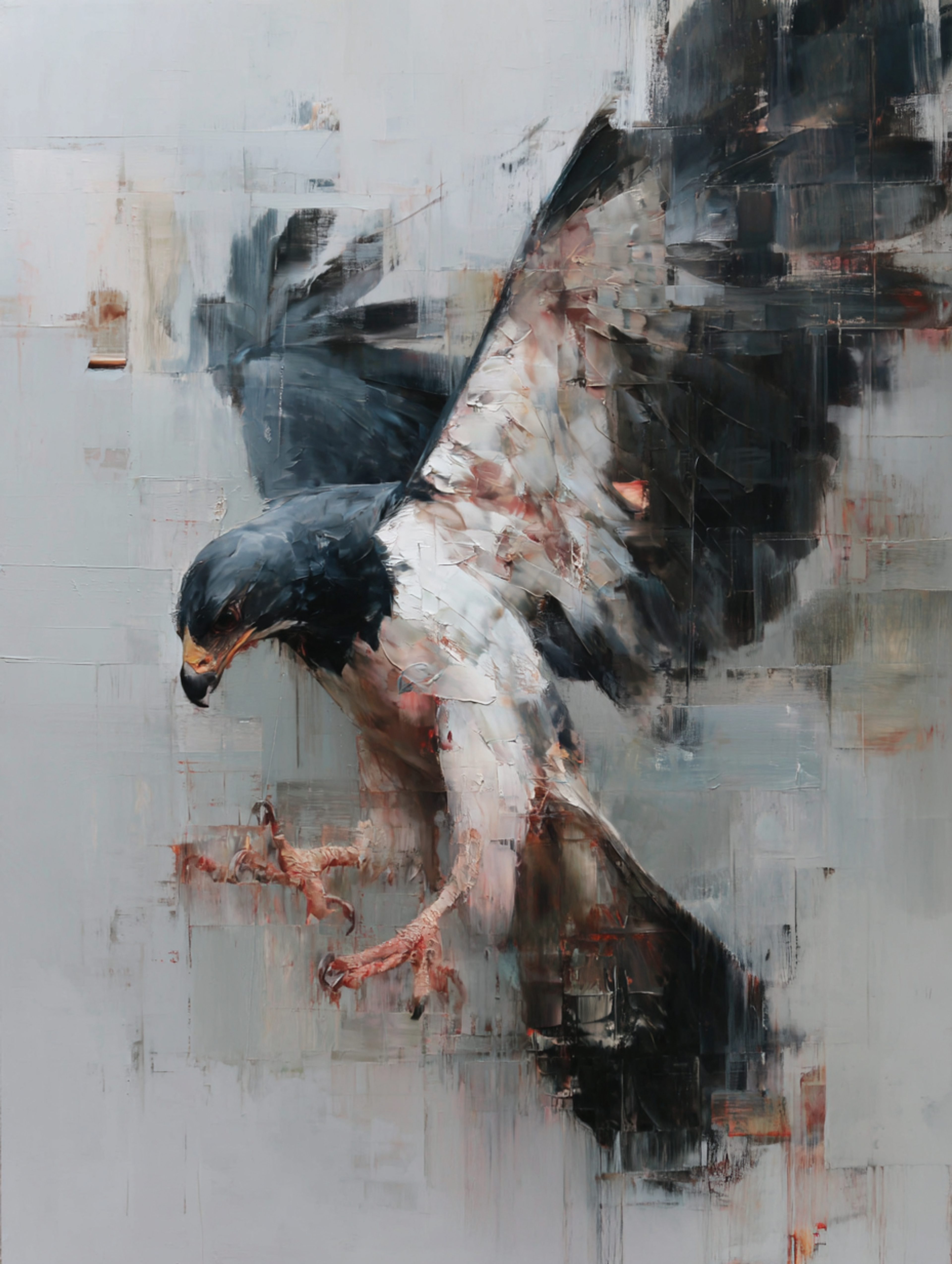 Expressive Oil Majestic Phoenix Rising from Ashes Painting