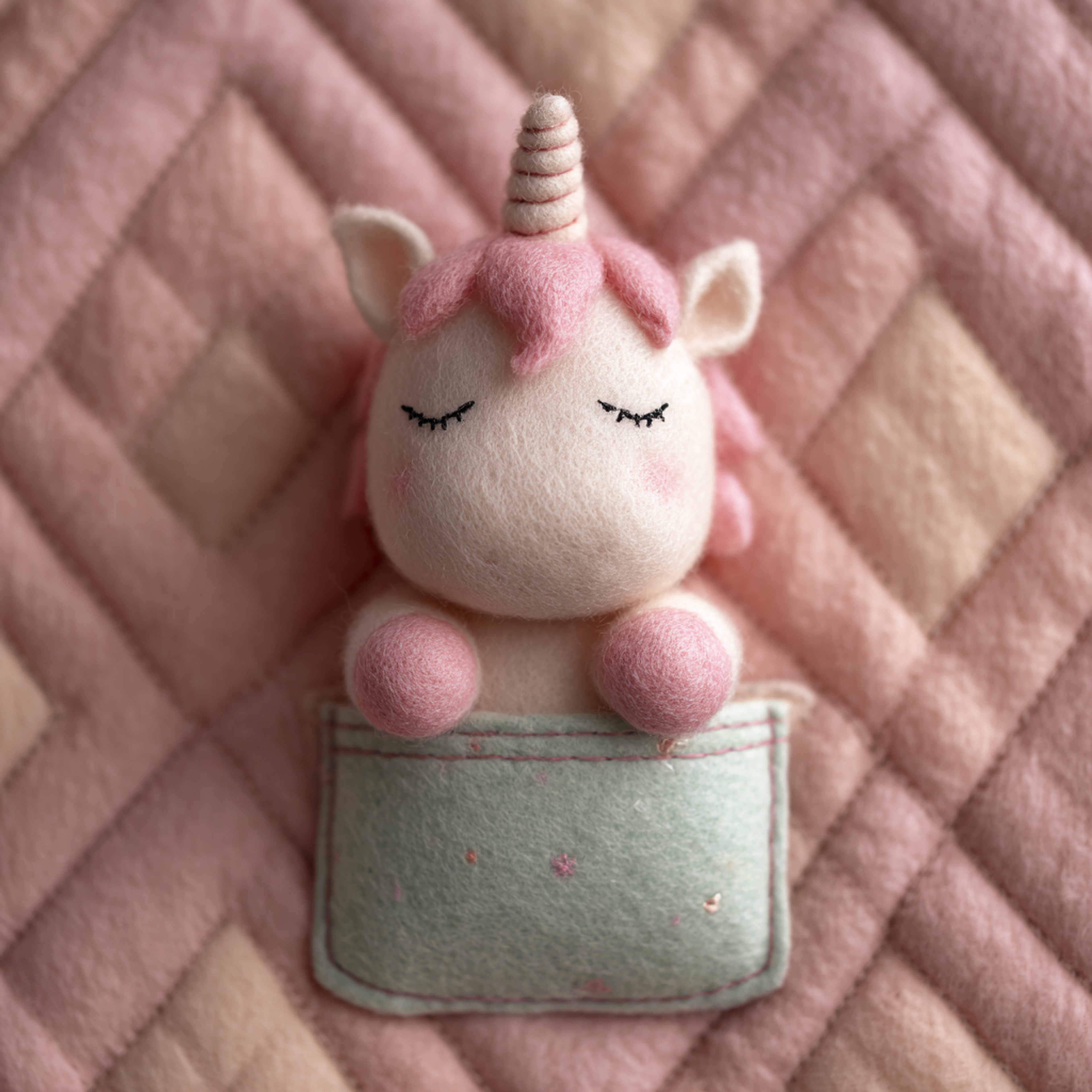 Tiny Sleeping Plush Unicorn Front View Plush Toy