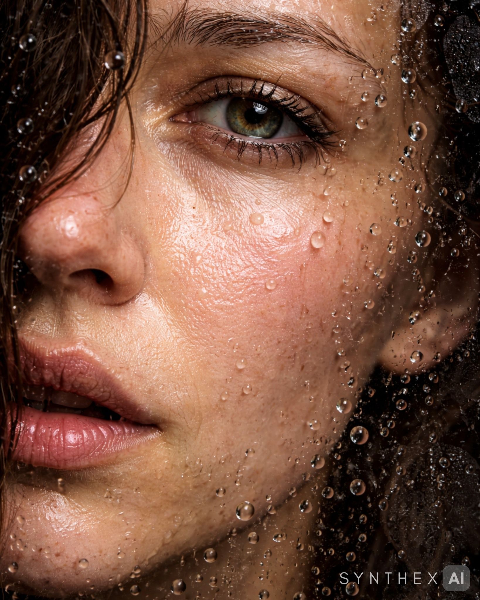 Generate Wet Glass Macro Portraits