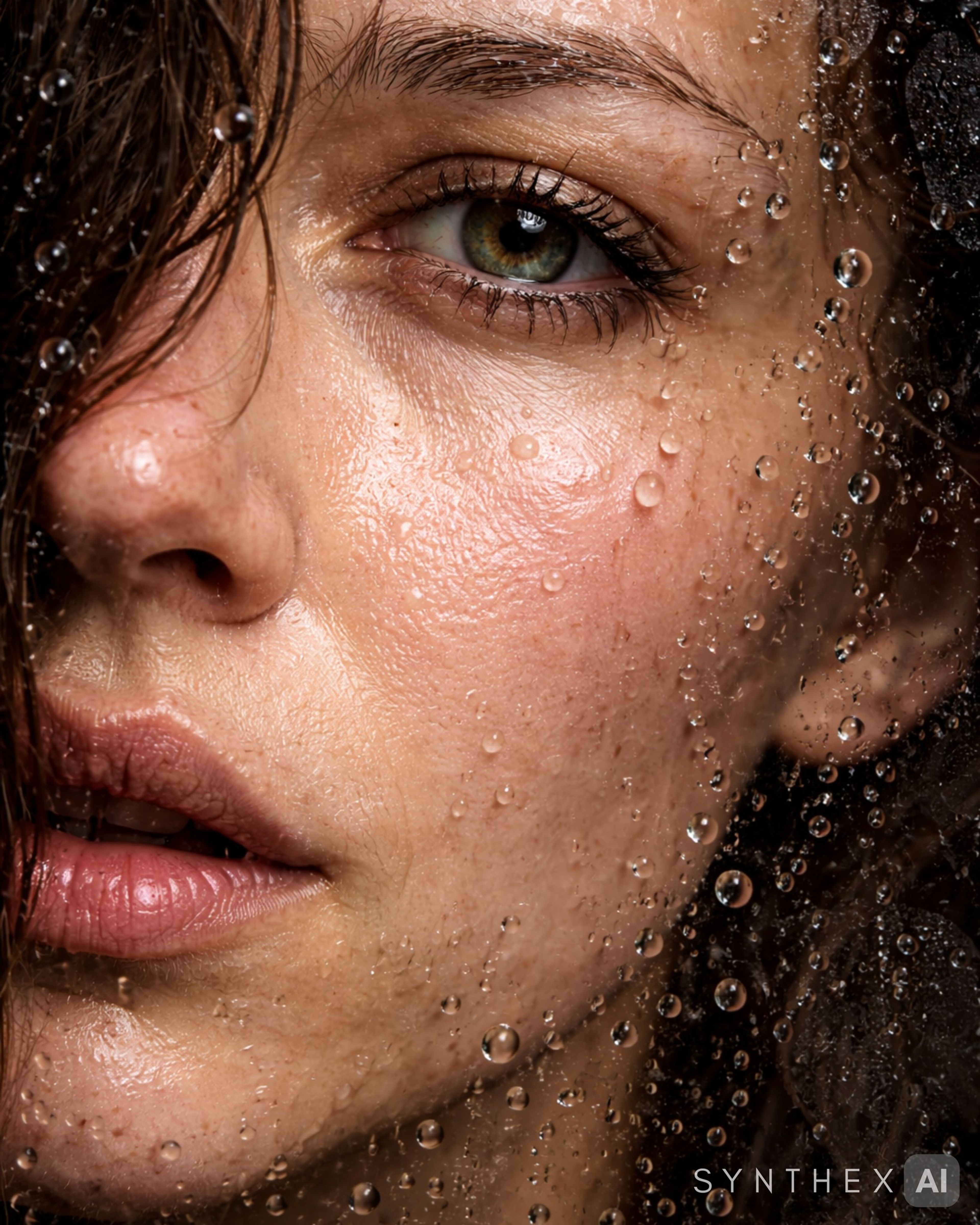 Generate Wet Glass Macro Portraits