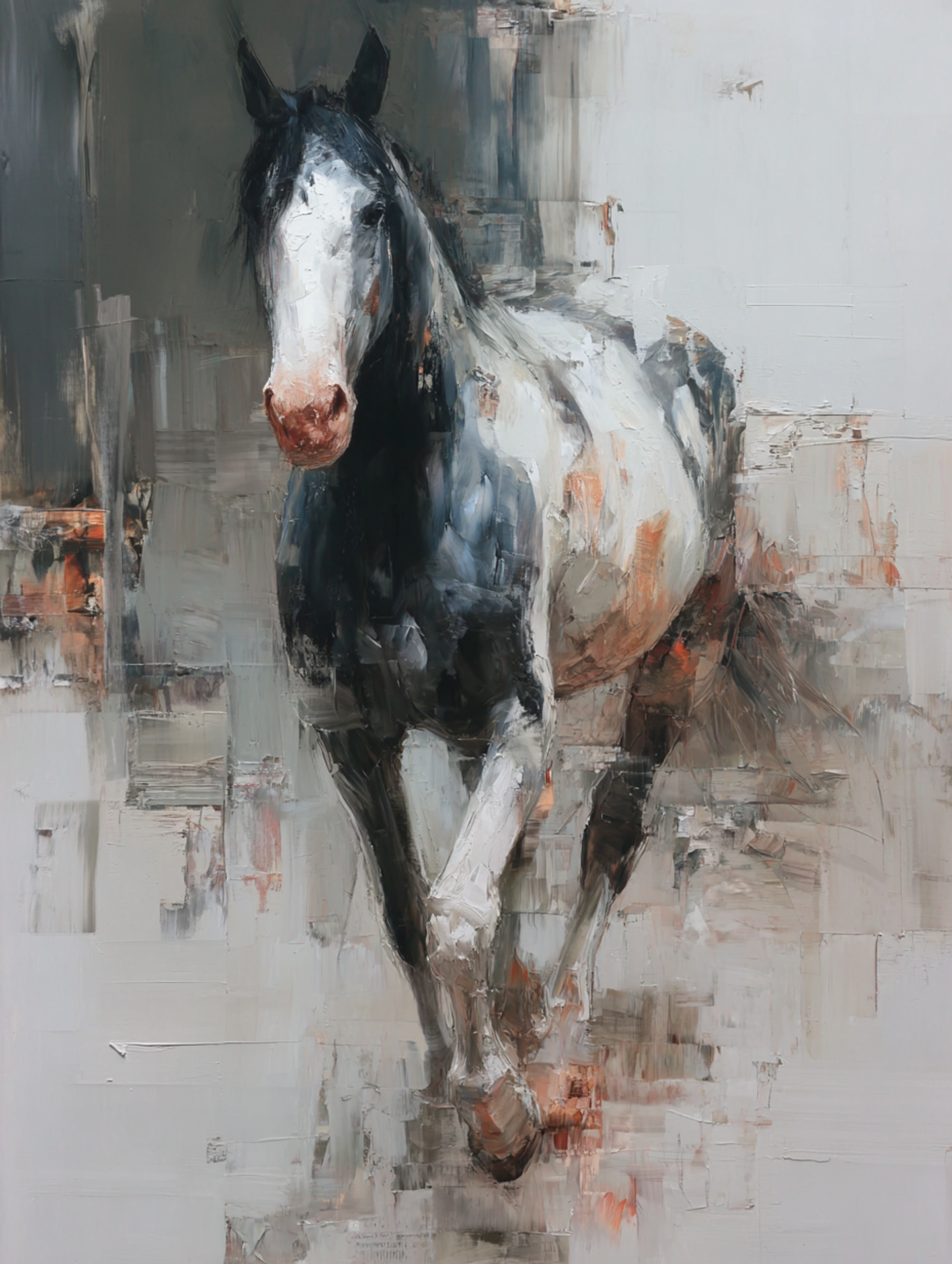 Expressive Oil Regal Horse Portrait Painting