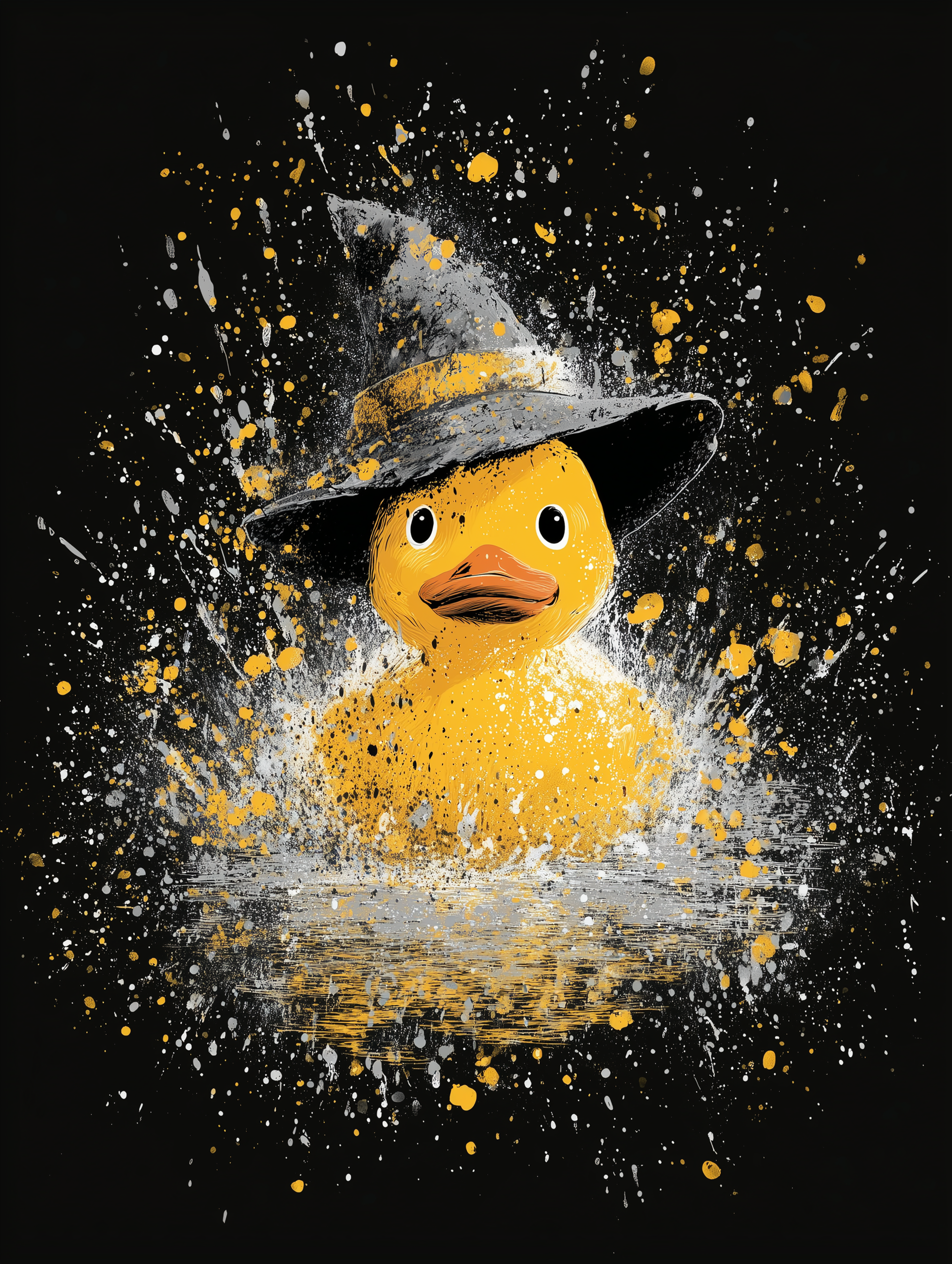 Paint Splatter Rubber Duck Wearing a Witch Hat Graphic