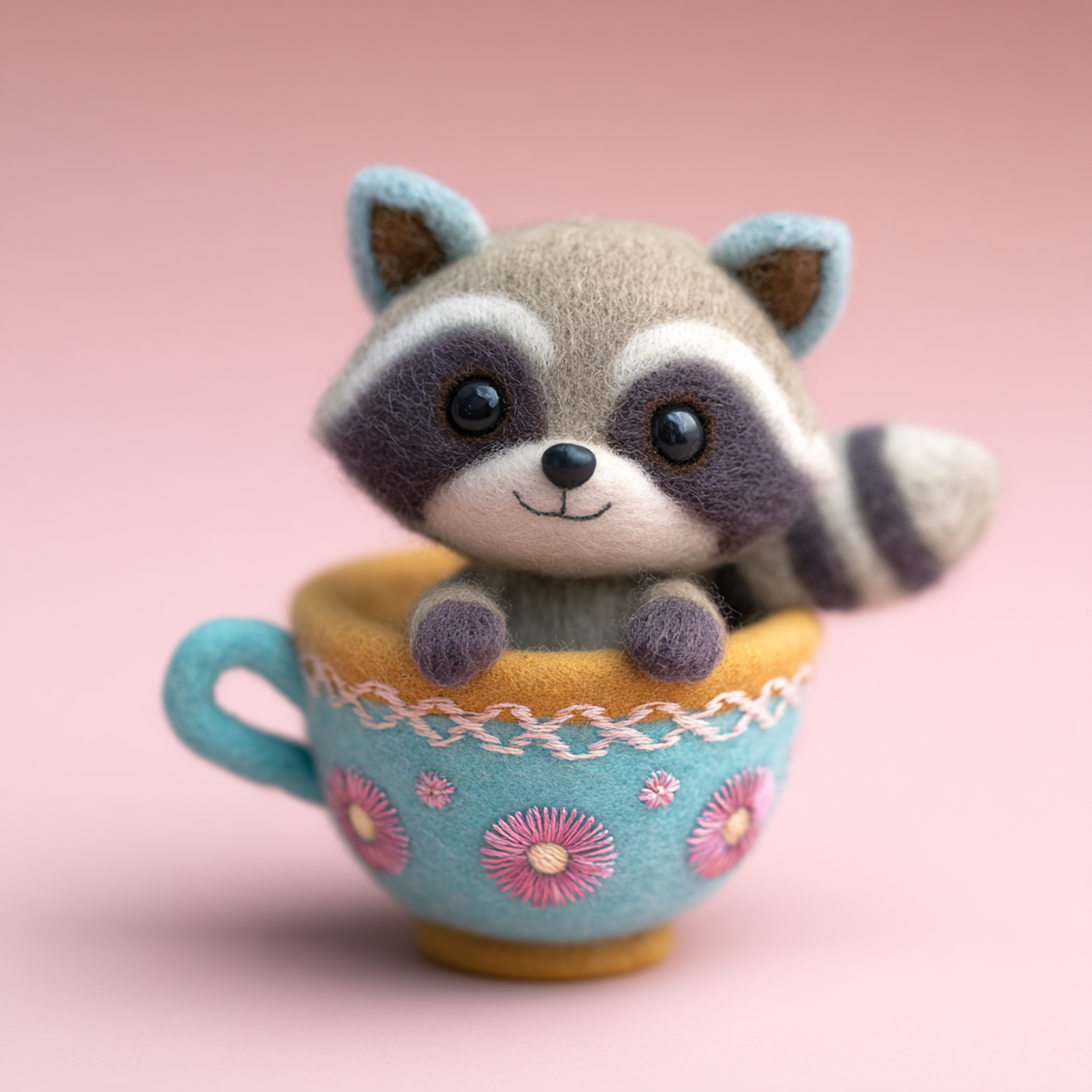 Plush Raccoon Vintage Teacup Photo