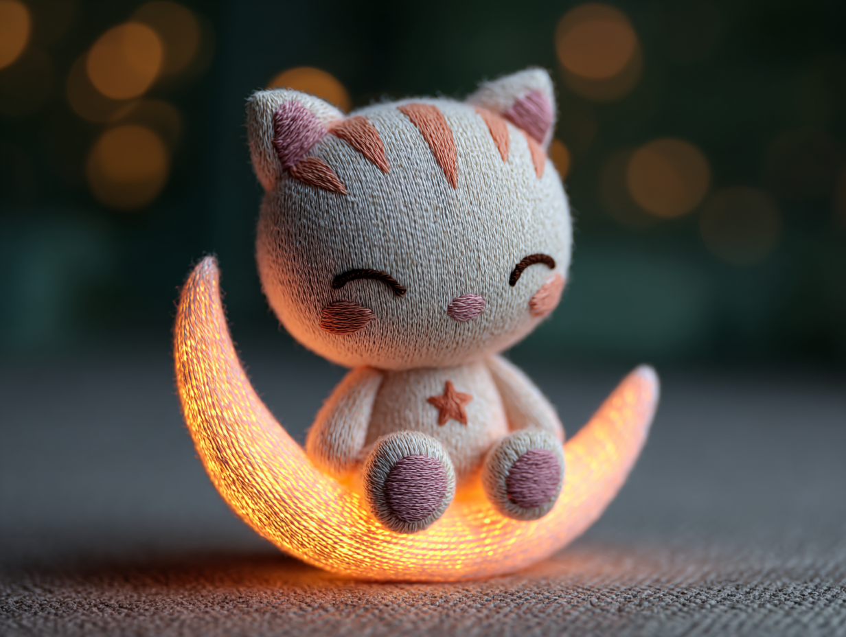Sleepy Chibi Kitten Crescent Moon Plush Alternate
