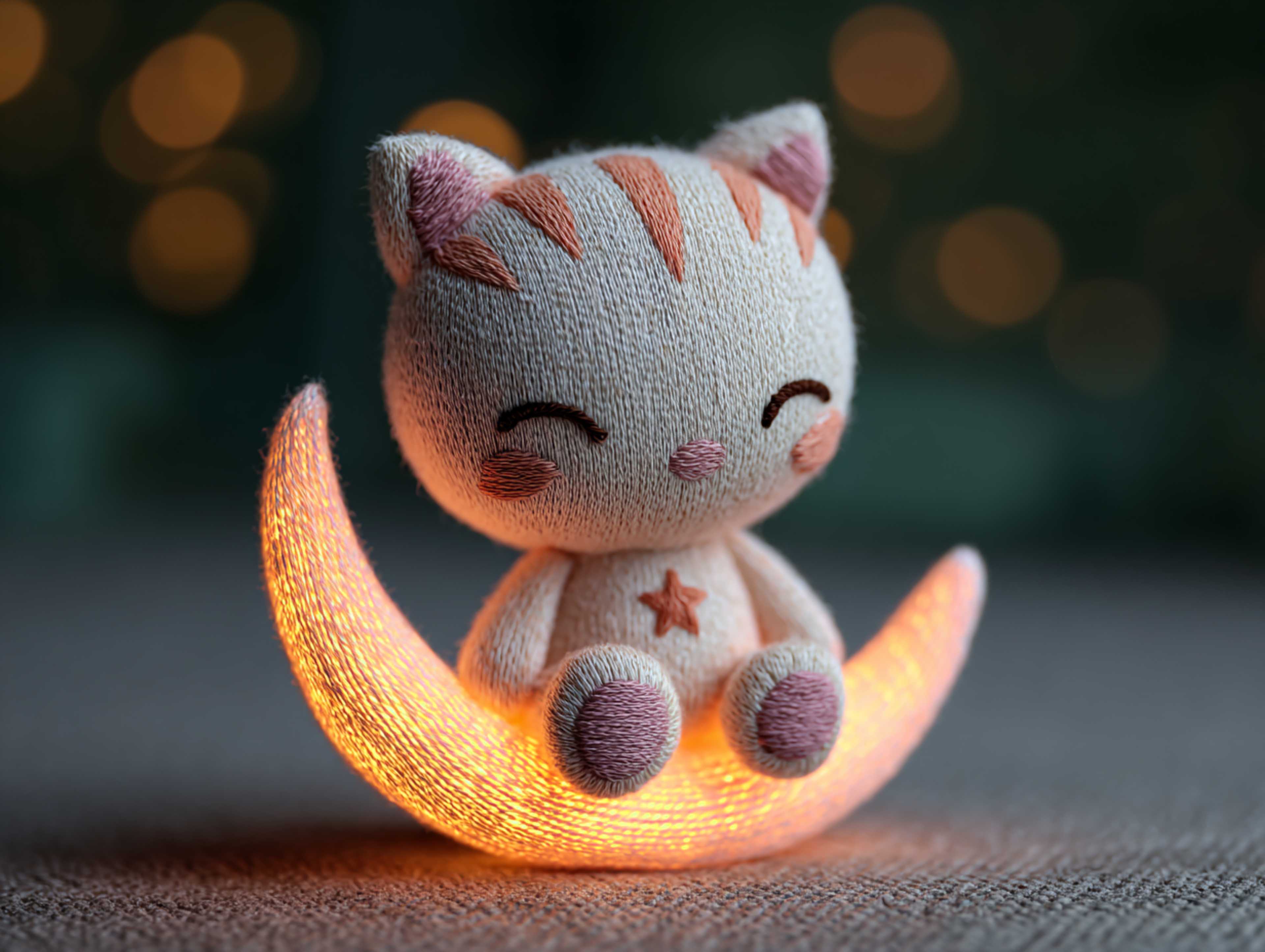 Sleepy Chibi Kitten Crescent Moon Plush Alternate