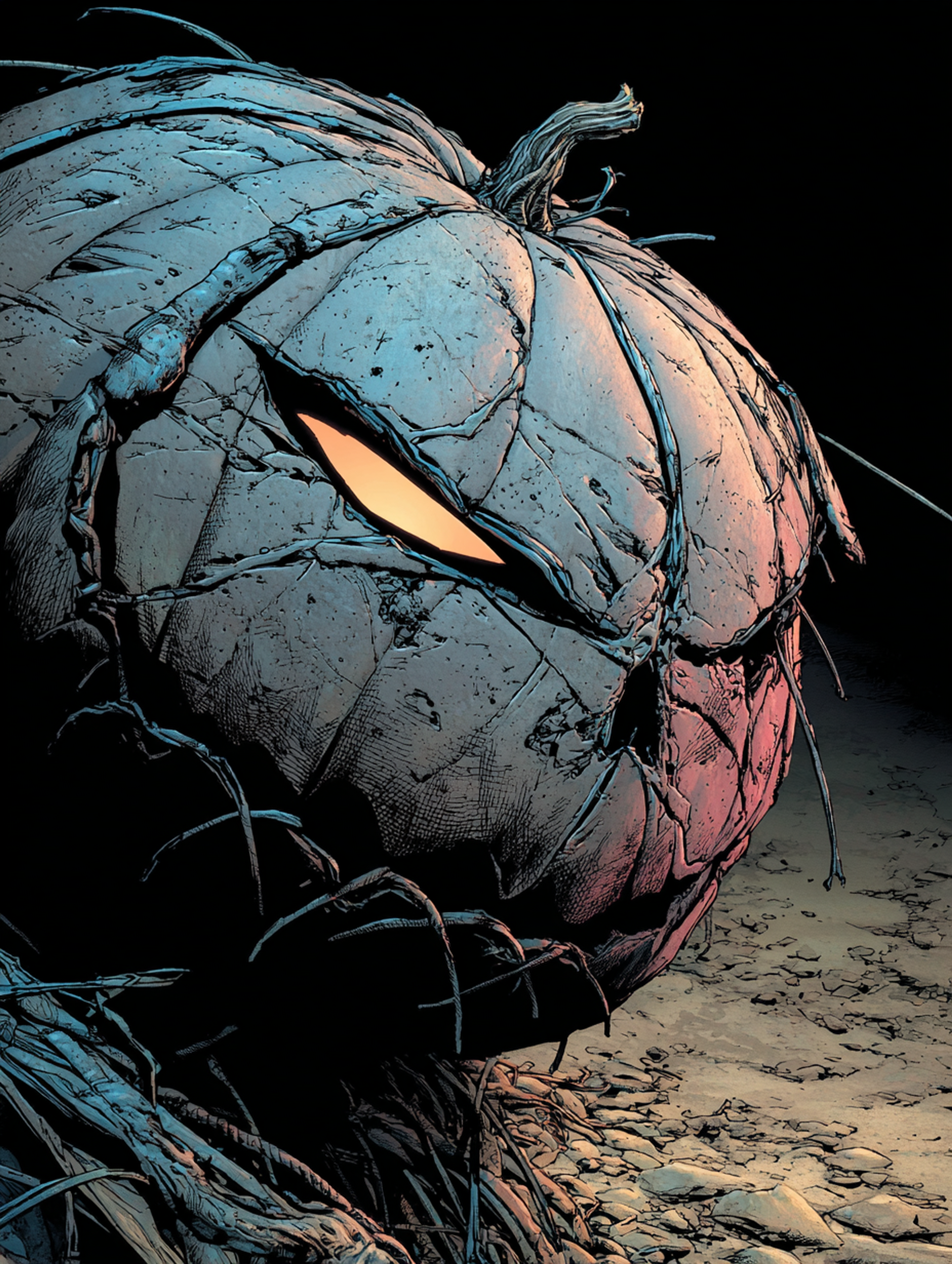 Gritty Cinematic Evil Halloween Pumpkin Scene