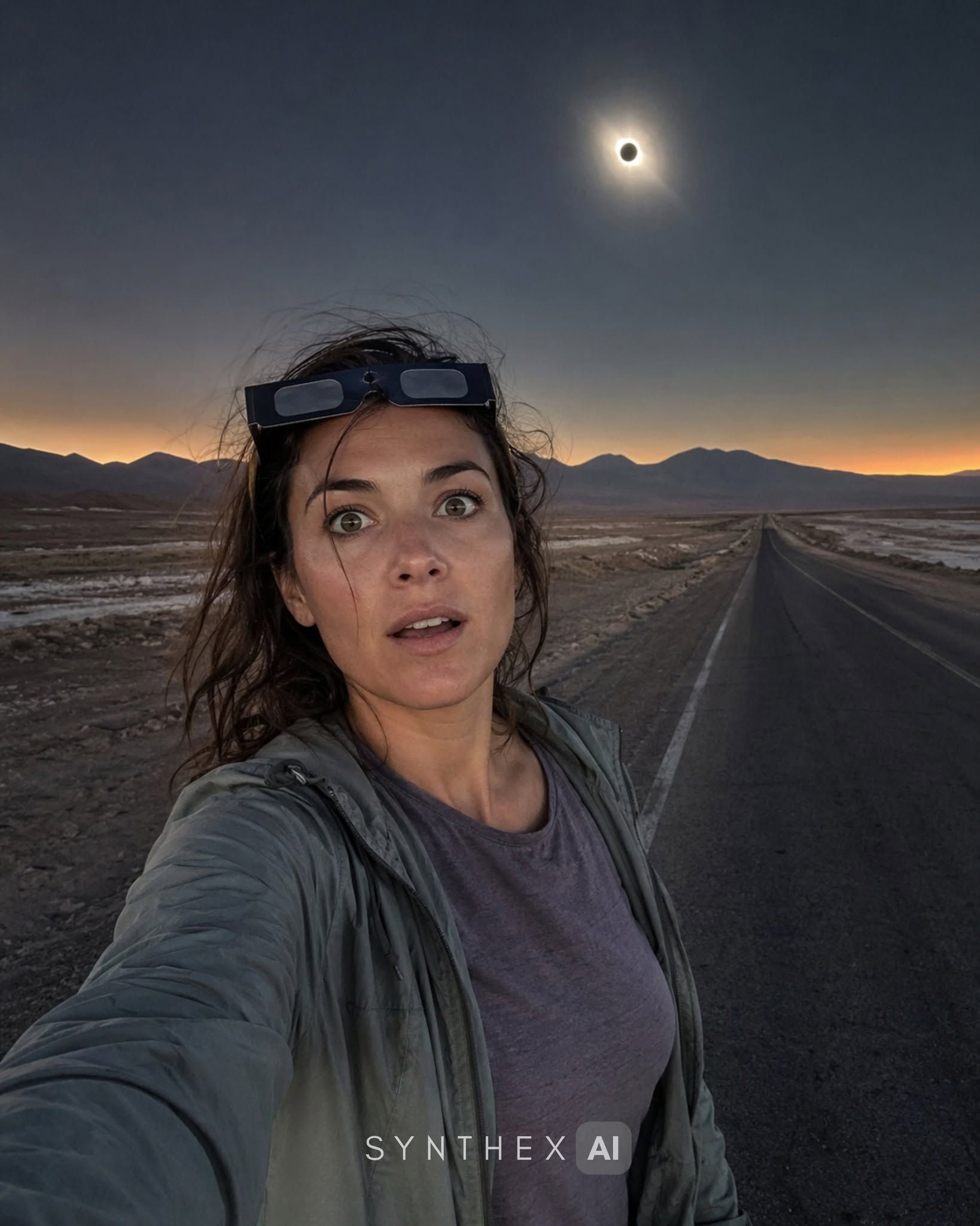 Generate Solar Eclipse Desert Selfies