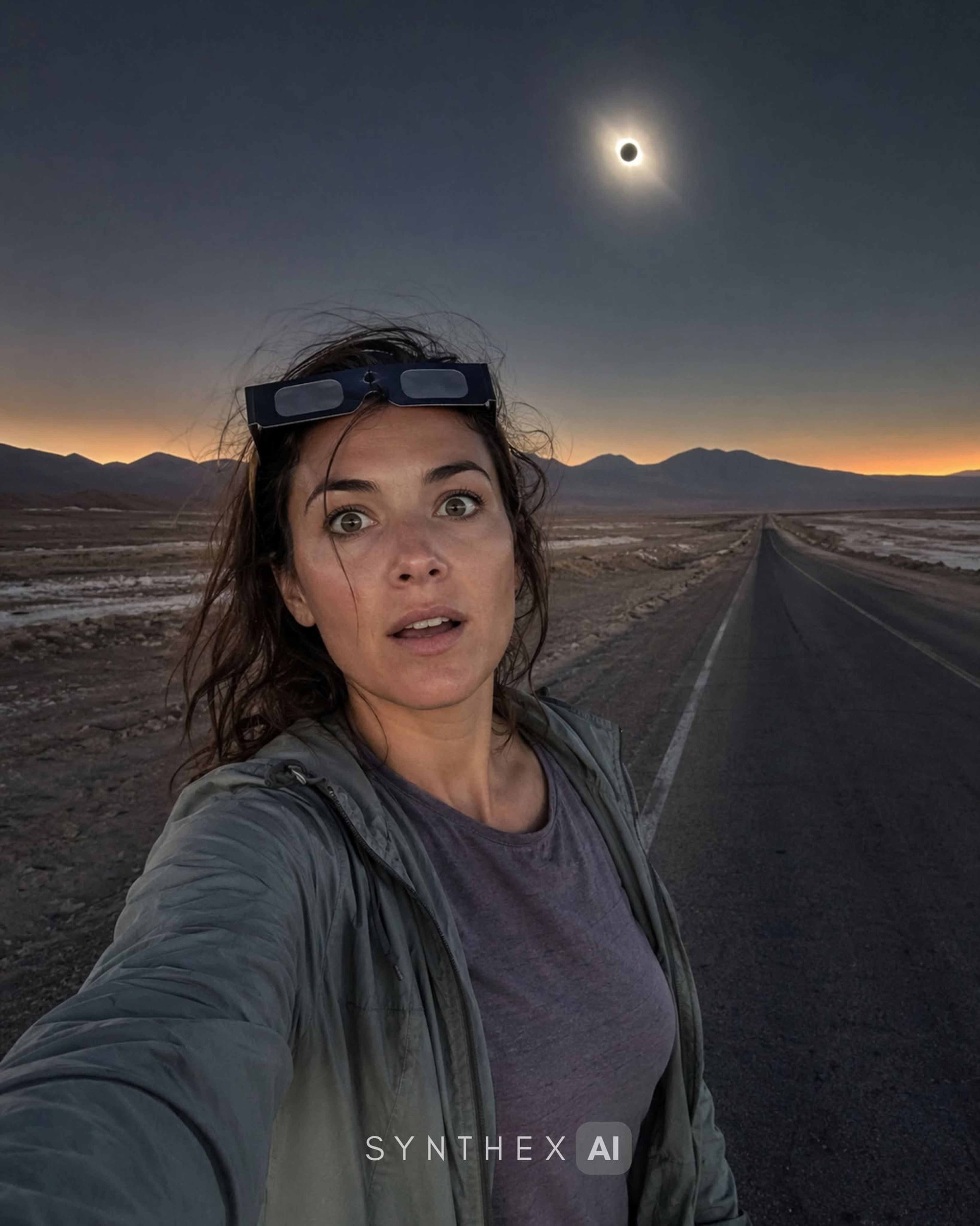 Generate Solar Eclipse Desert Selfies