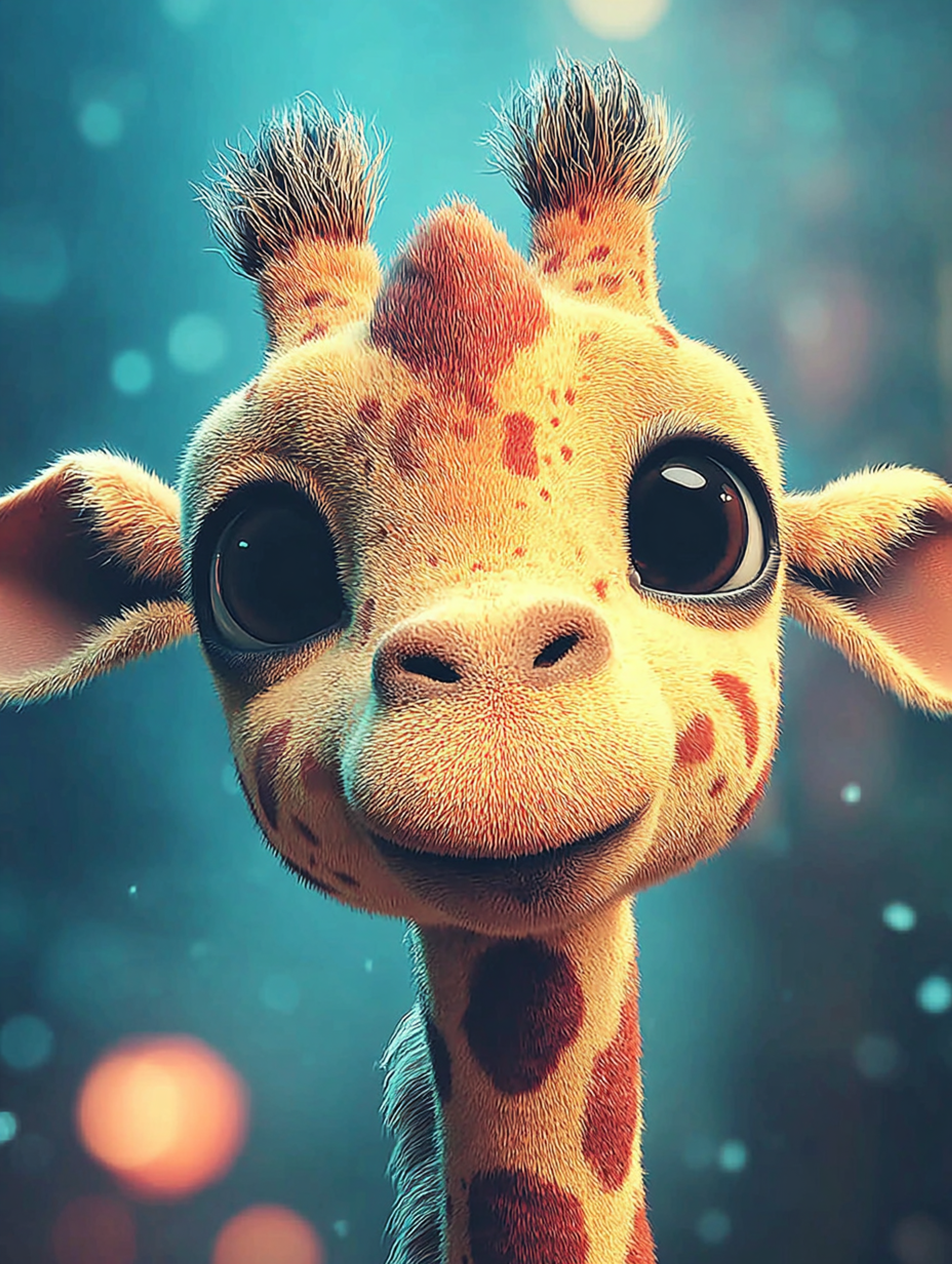 Dreamy 3D Happy Giraffe Scene