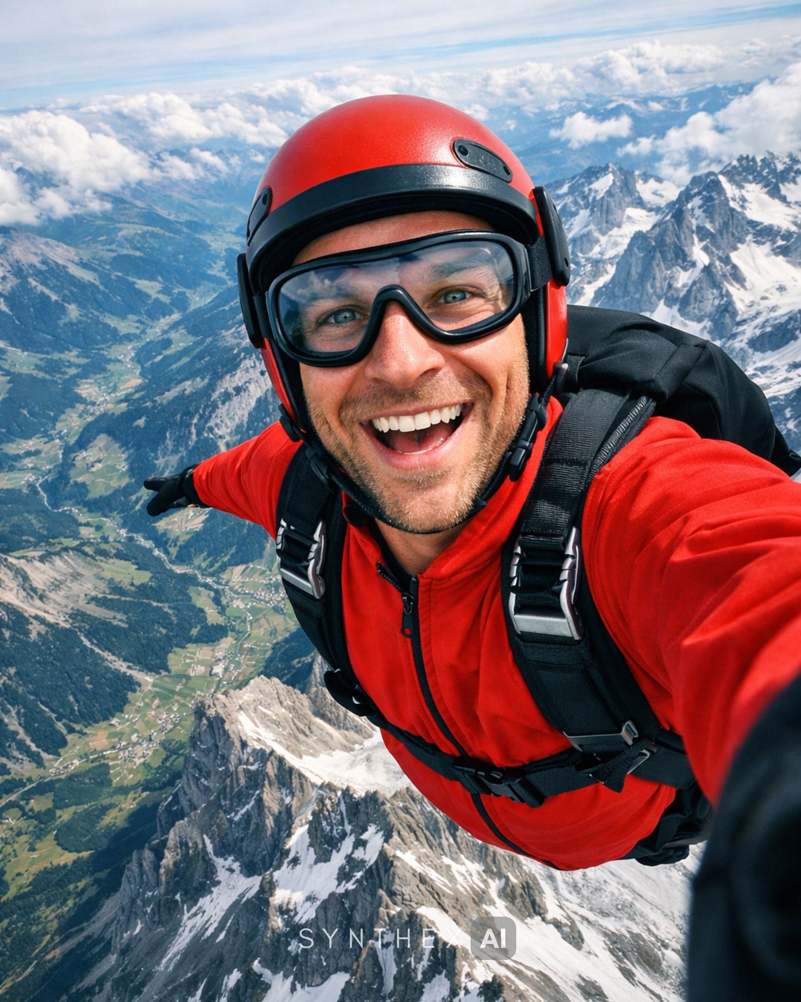 Generate Swiss Alps Skydive Selfies