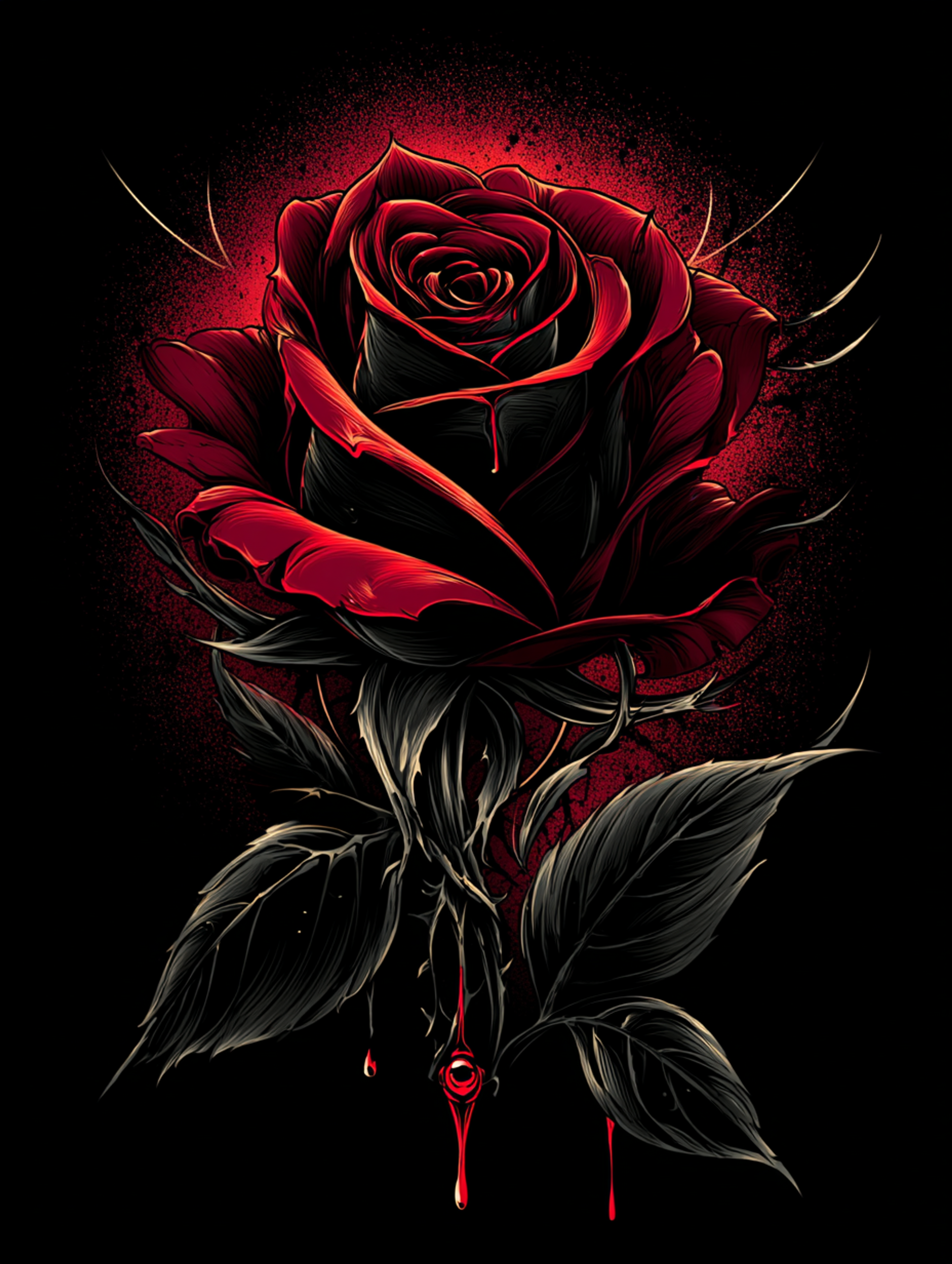 Dark Fantasy Rose Illustration