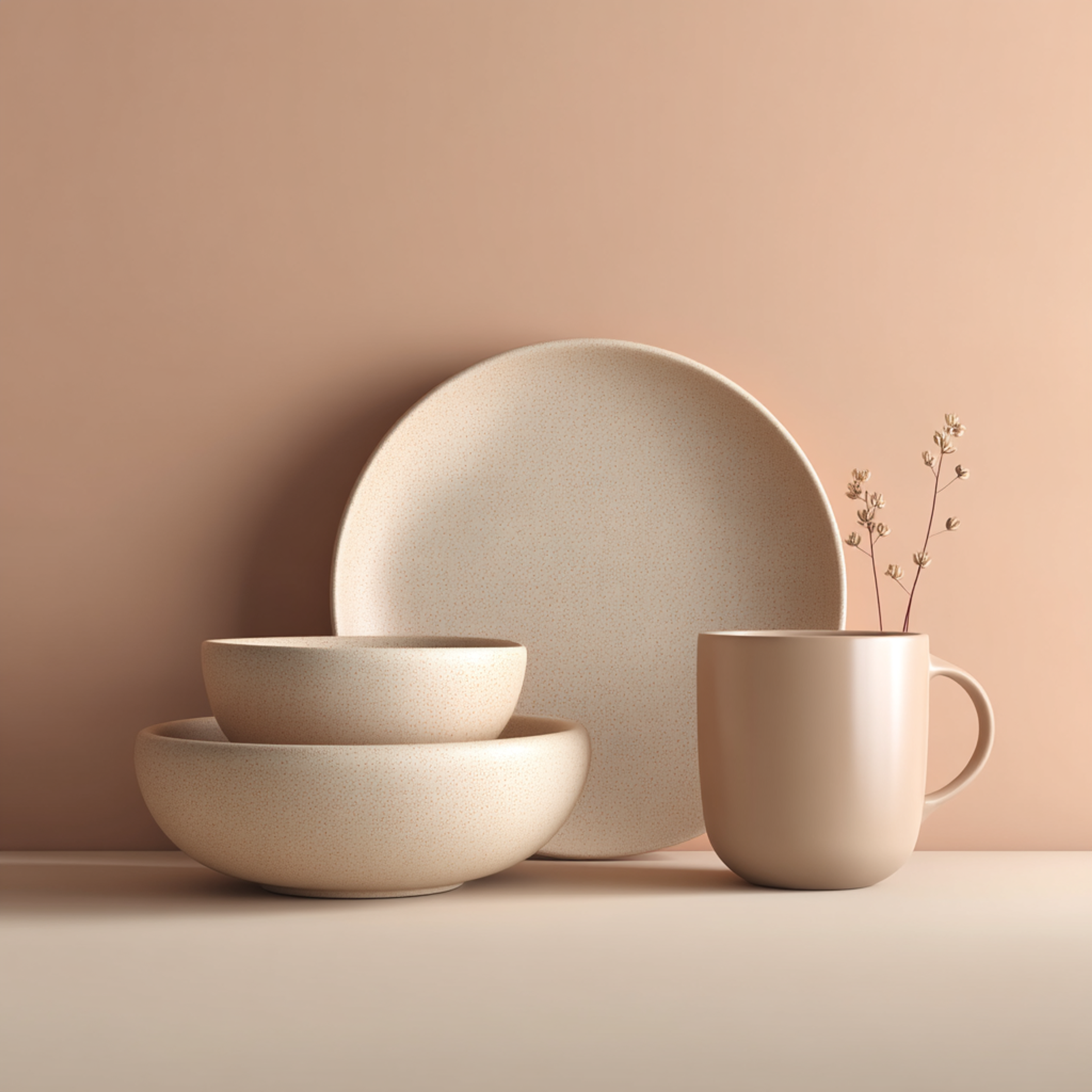 Monochrome Peach Beige Editorial Still Life Composition 2