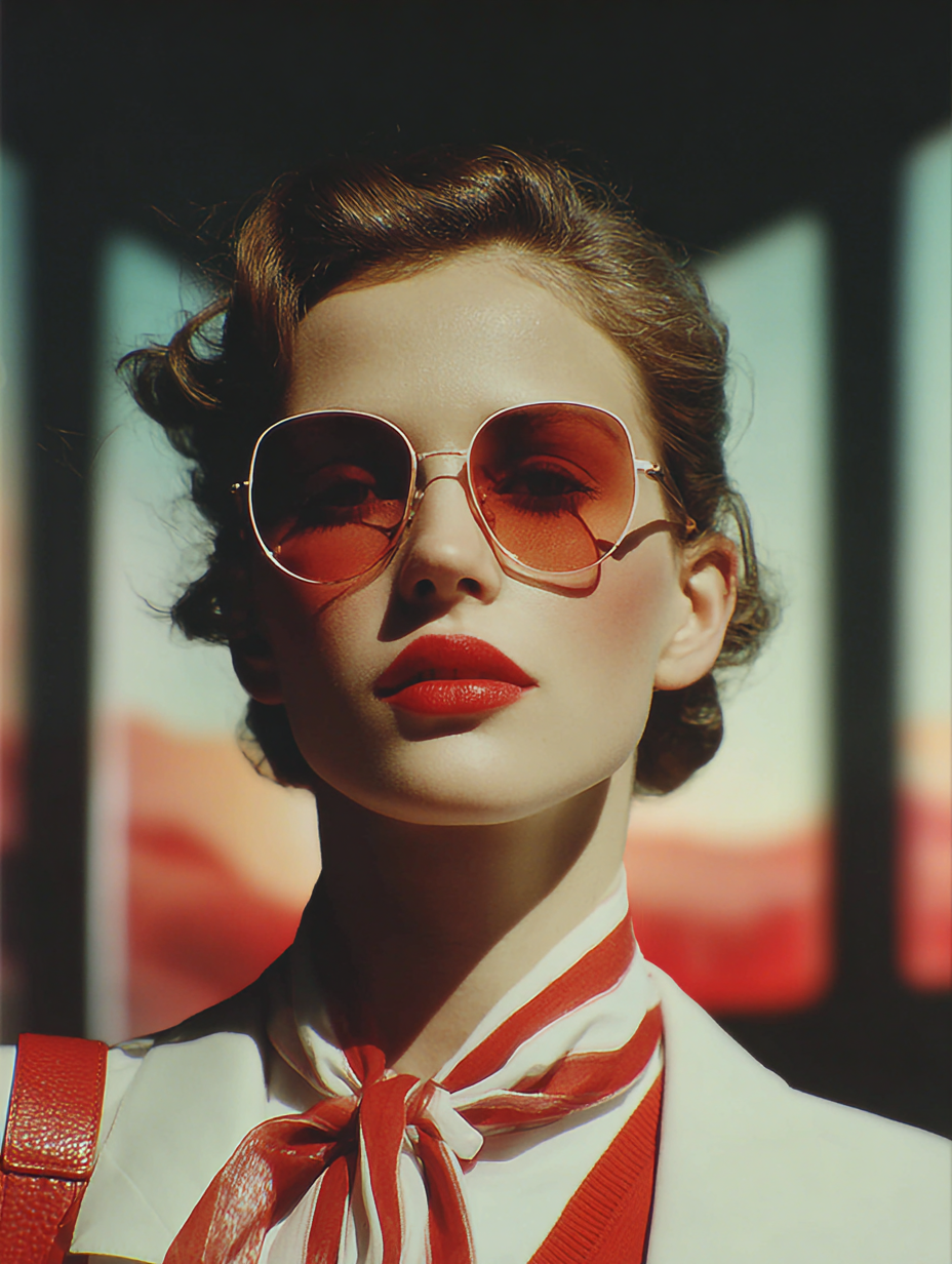 Vintage Cinematic Woman with Sunglasses Photo