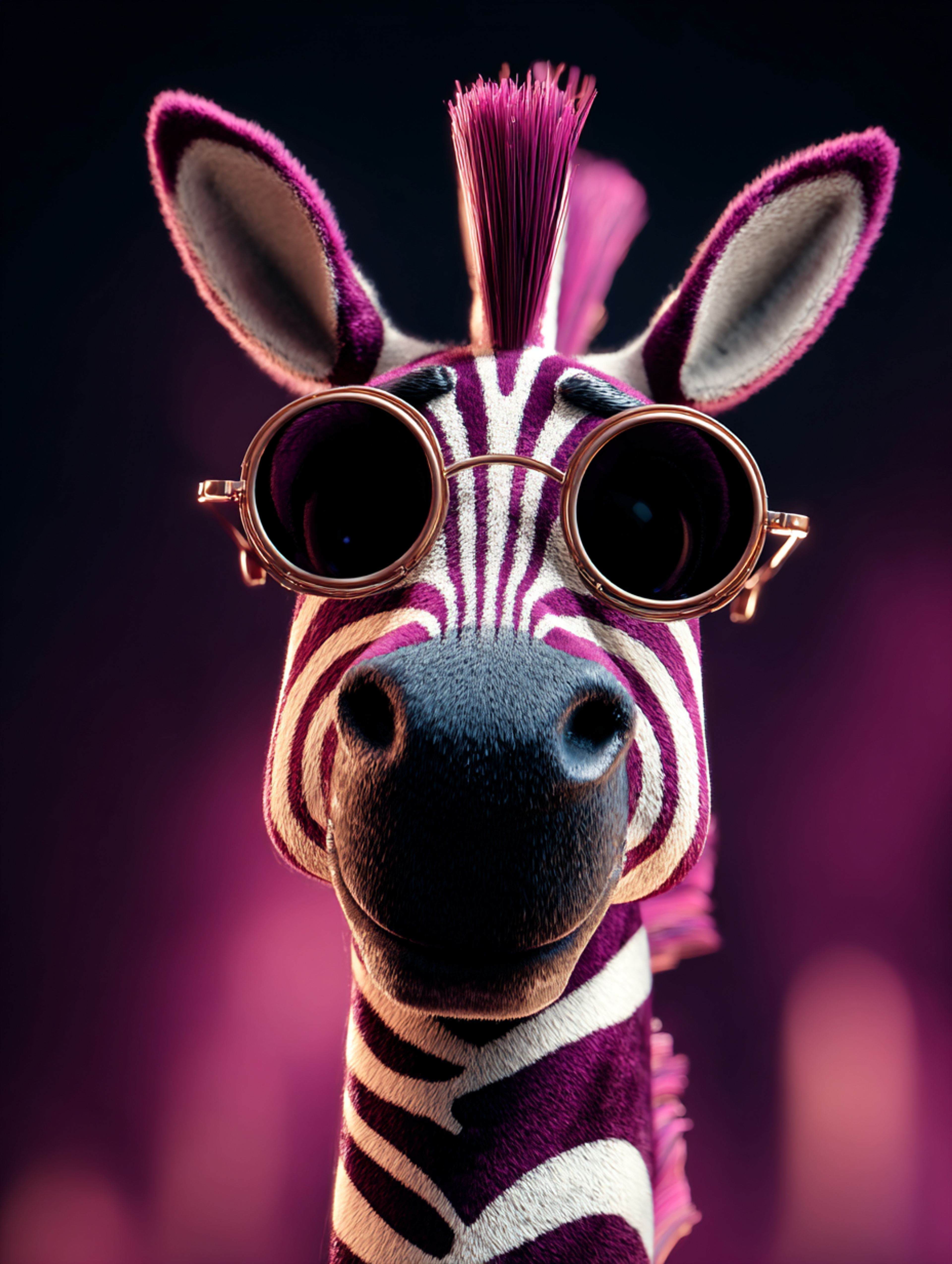 Cinematic 3D Zebra with Sunglasses Render