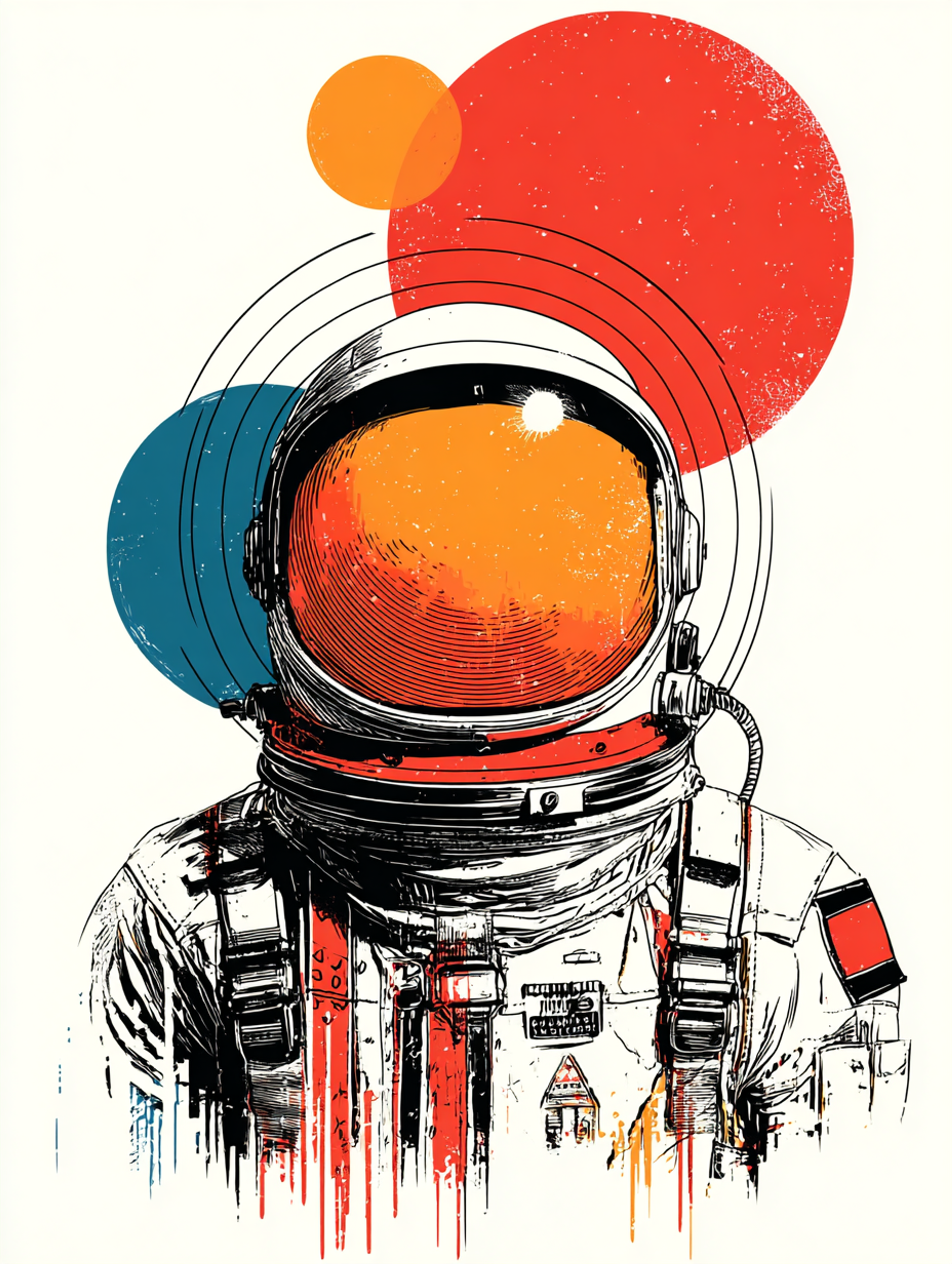 Retro Pop Art Astronaut Helmet Illustration
