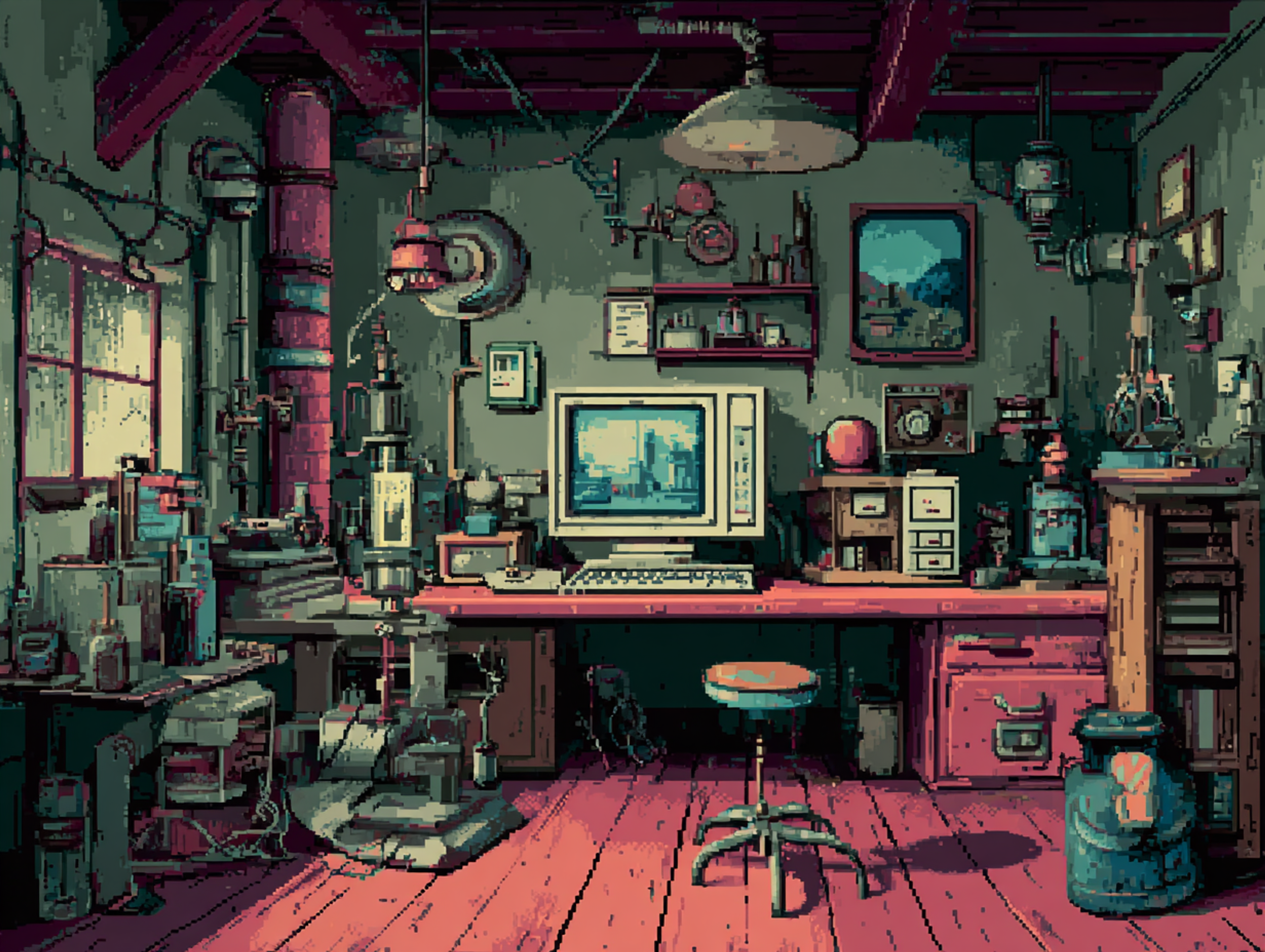 Cluttered Mad Scientist S Laboratory Landscape Scene