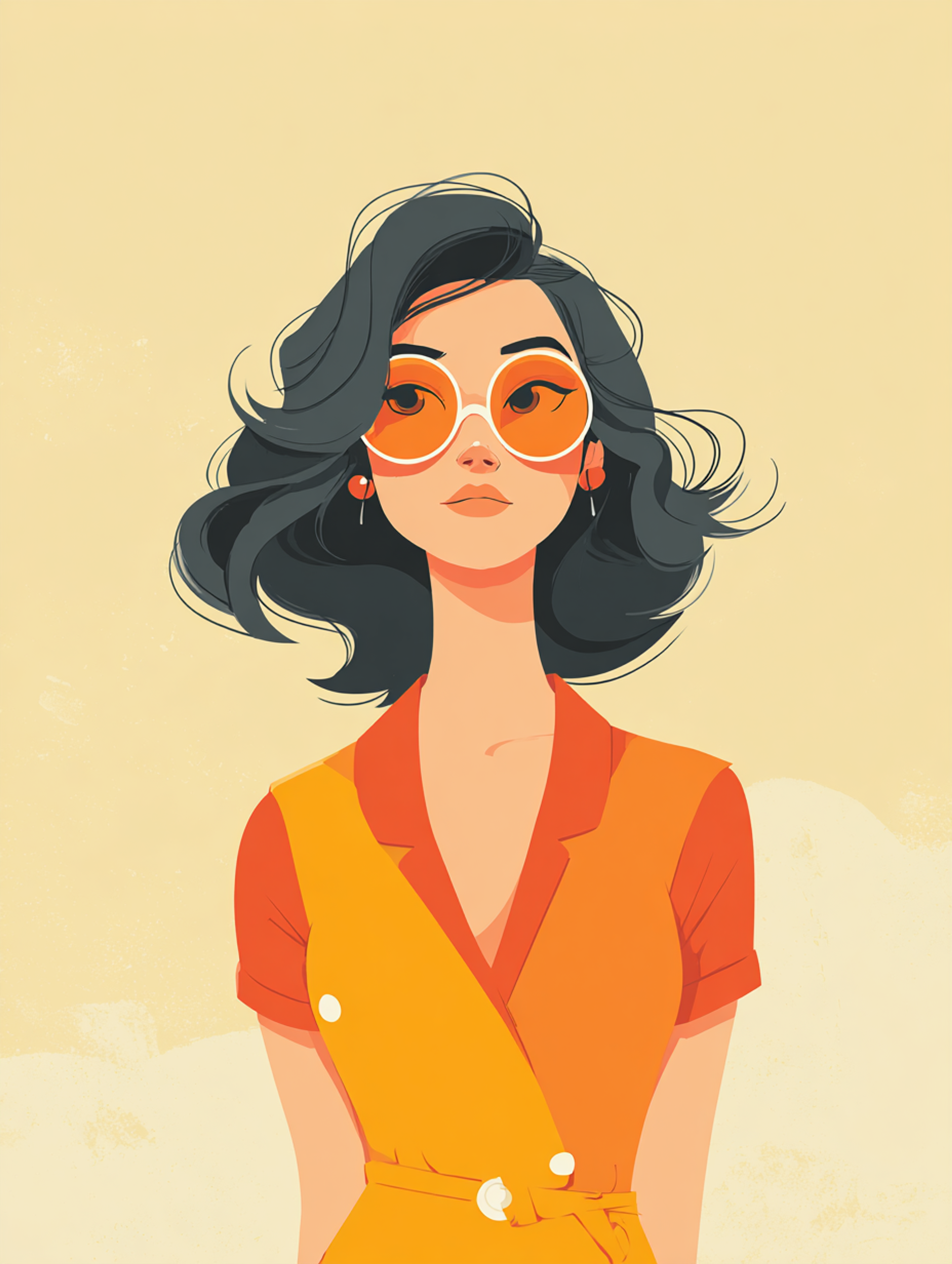 Flat Graphic Woman with Sunglasses Illustration