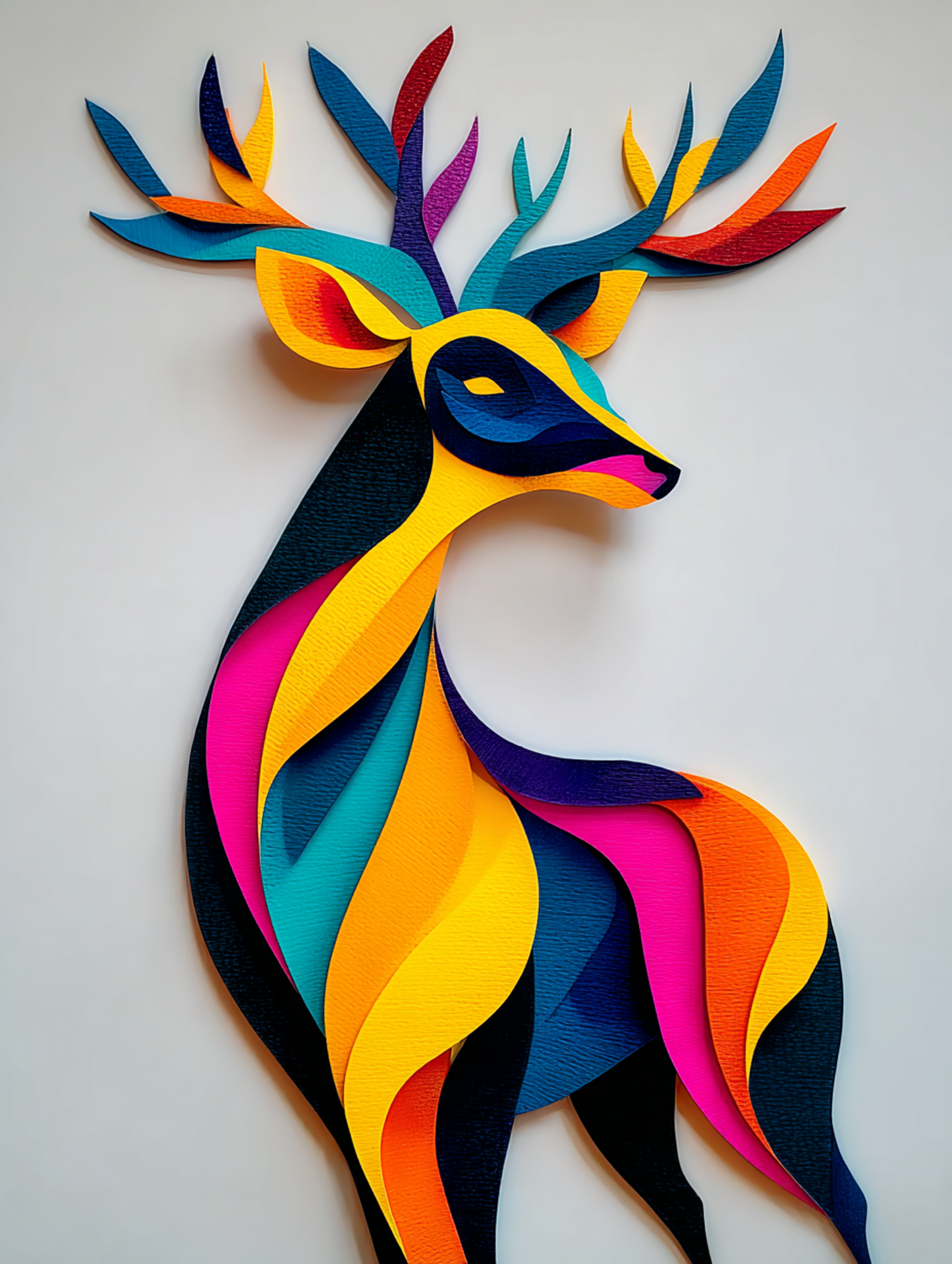 Layered Paper Cut Graceful Deer Artwork