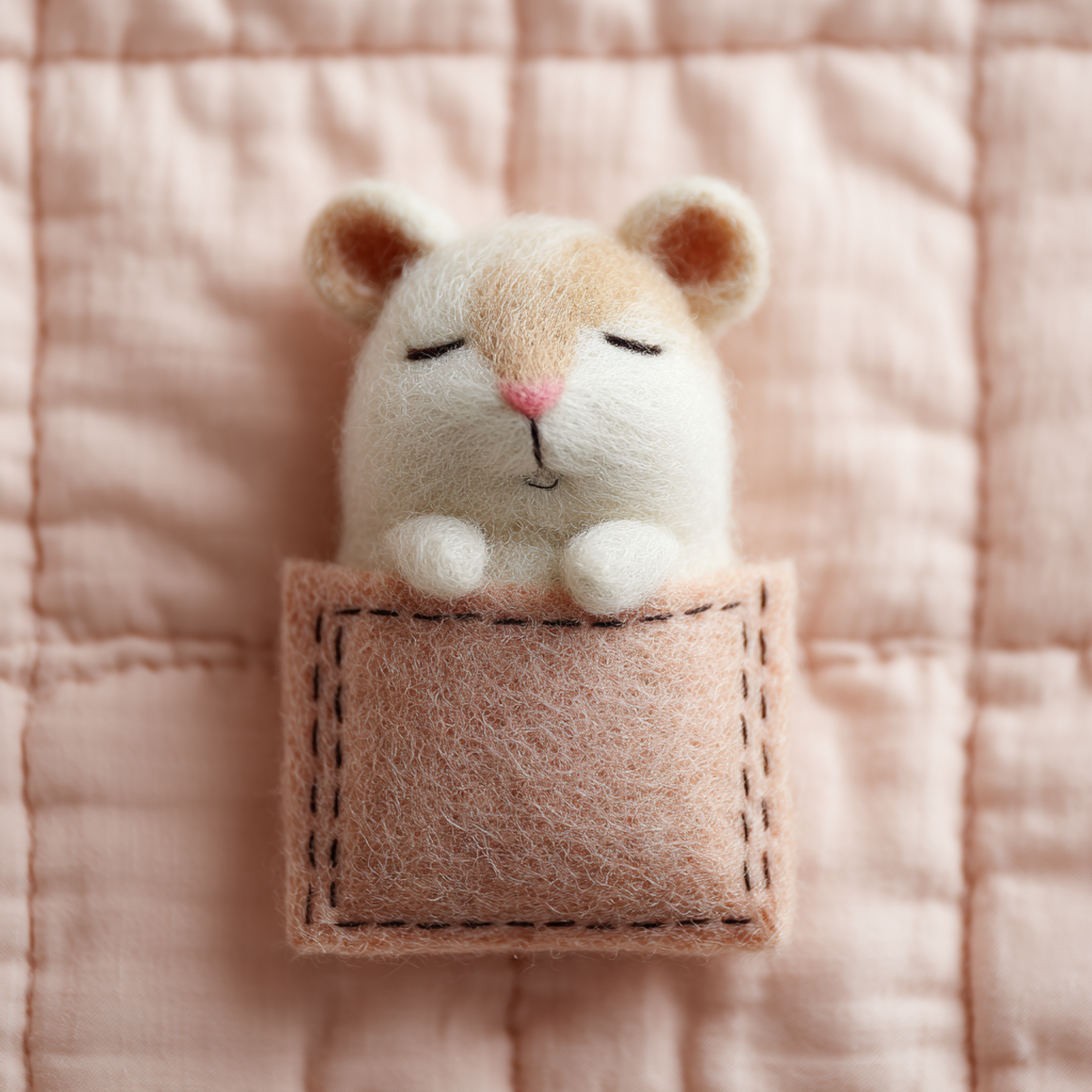 Tiny Sleeping Plush Hamster Front View Plush Toy