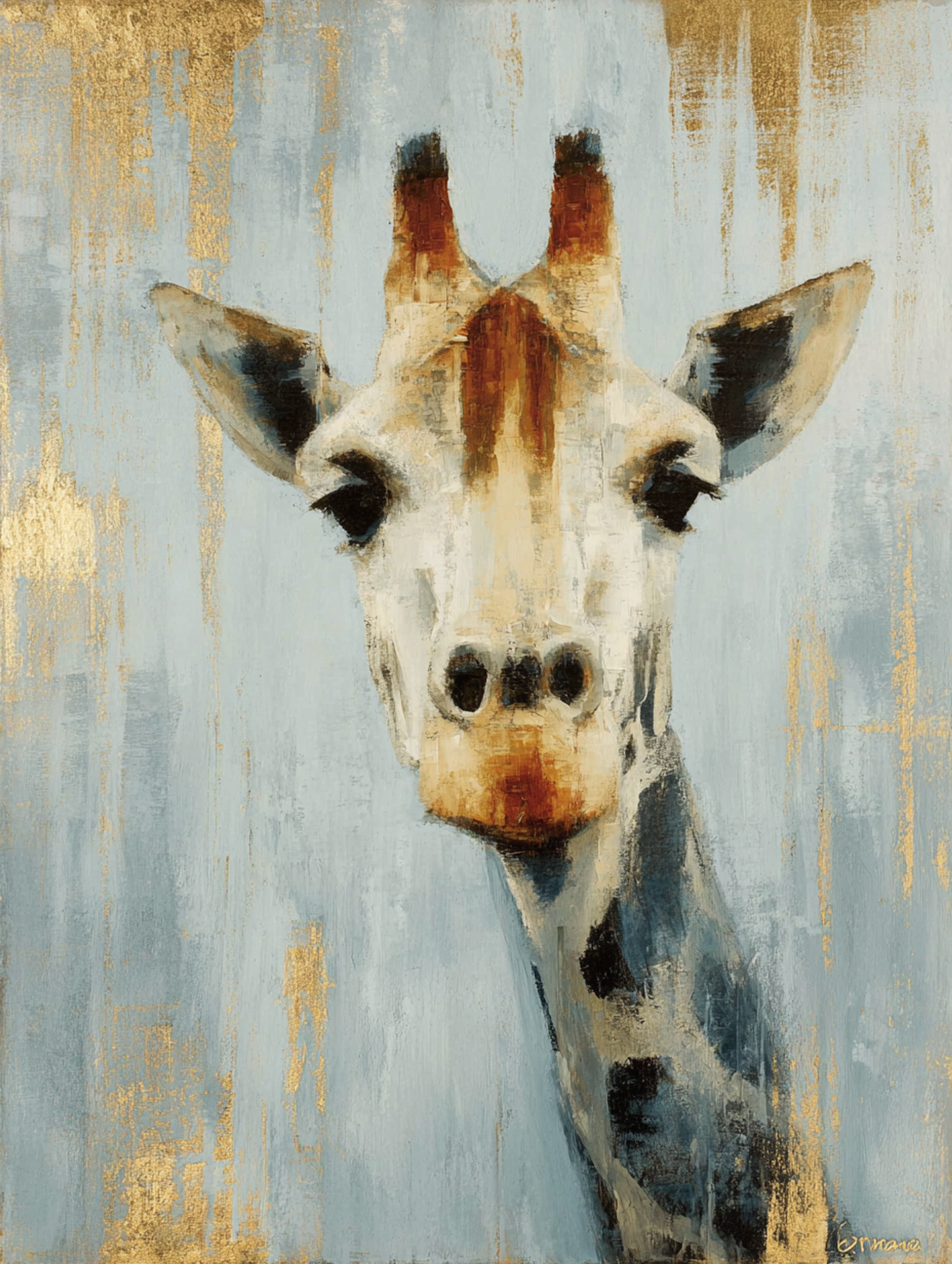 Abstract Impressionist Giraffe Portrait Painting