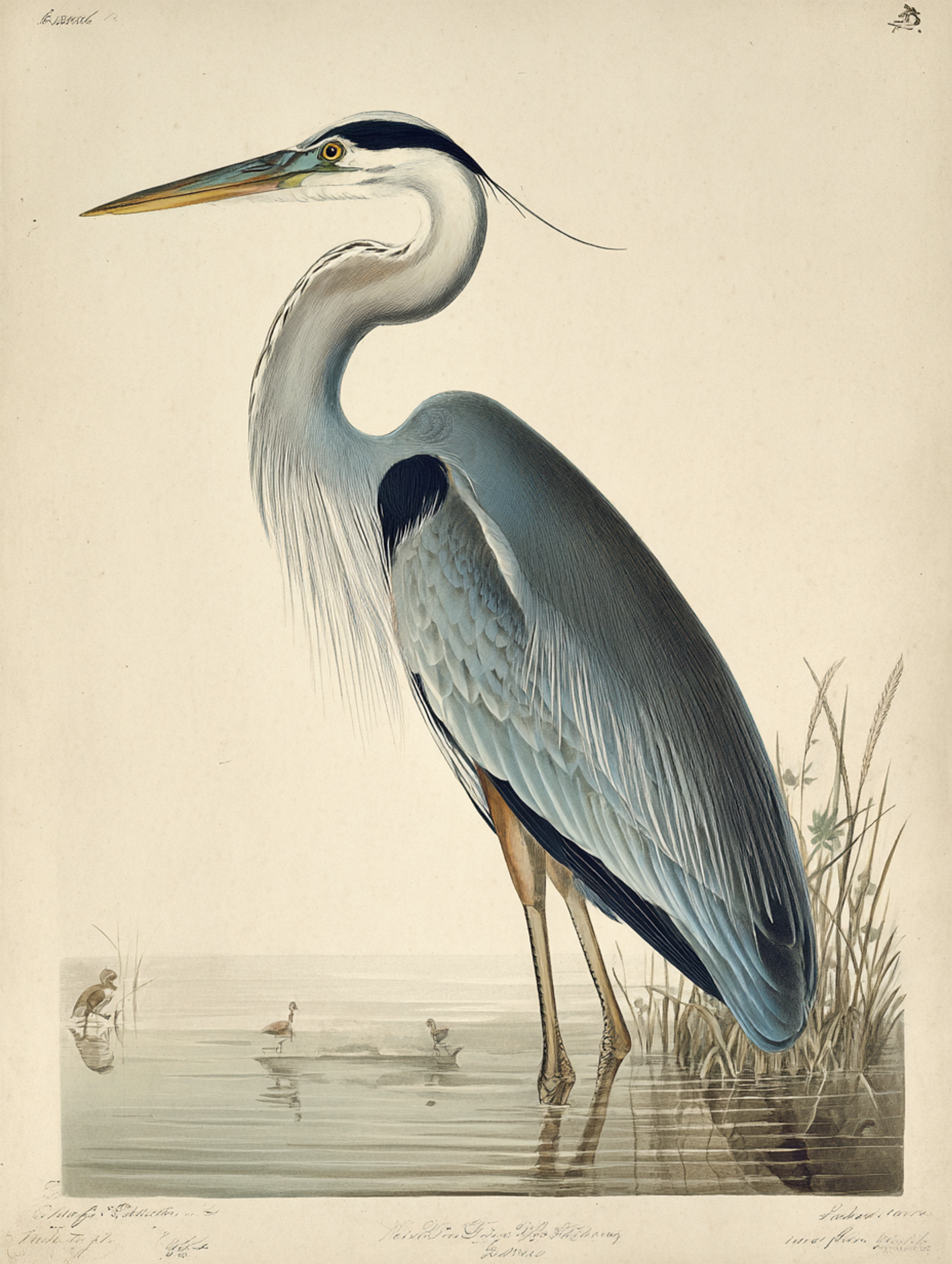 Ornithological Great Blue Heron Illustration
