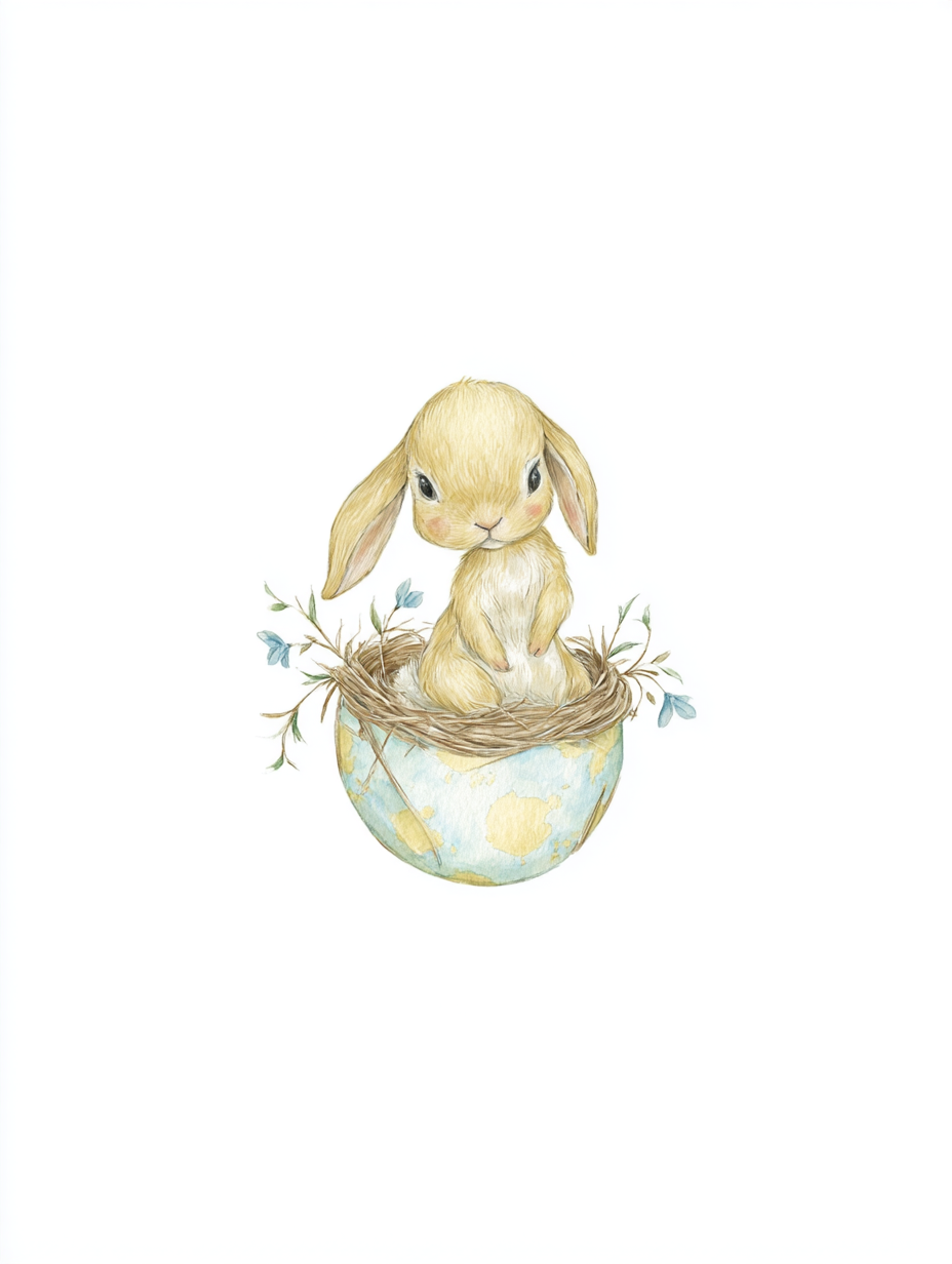 Gentle Watercolor Baby Bunny Illustration