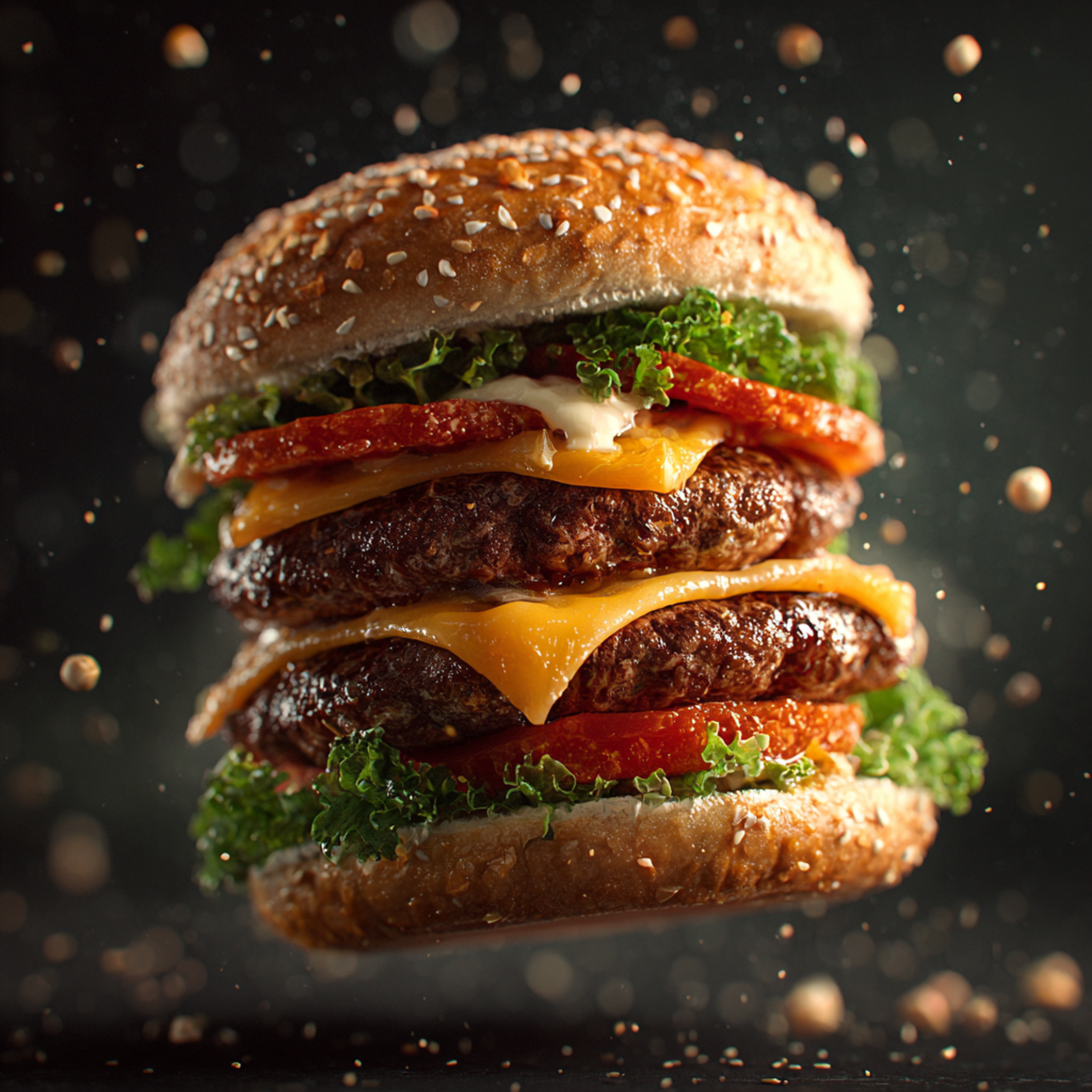 Cinematic Floating Food Burger Photo
