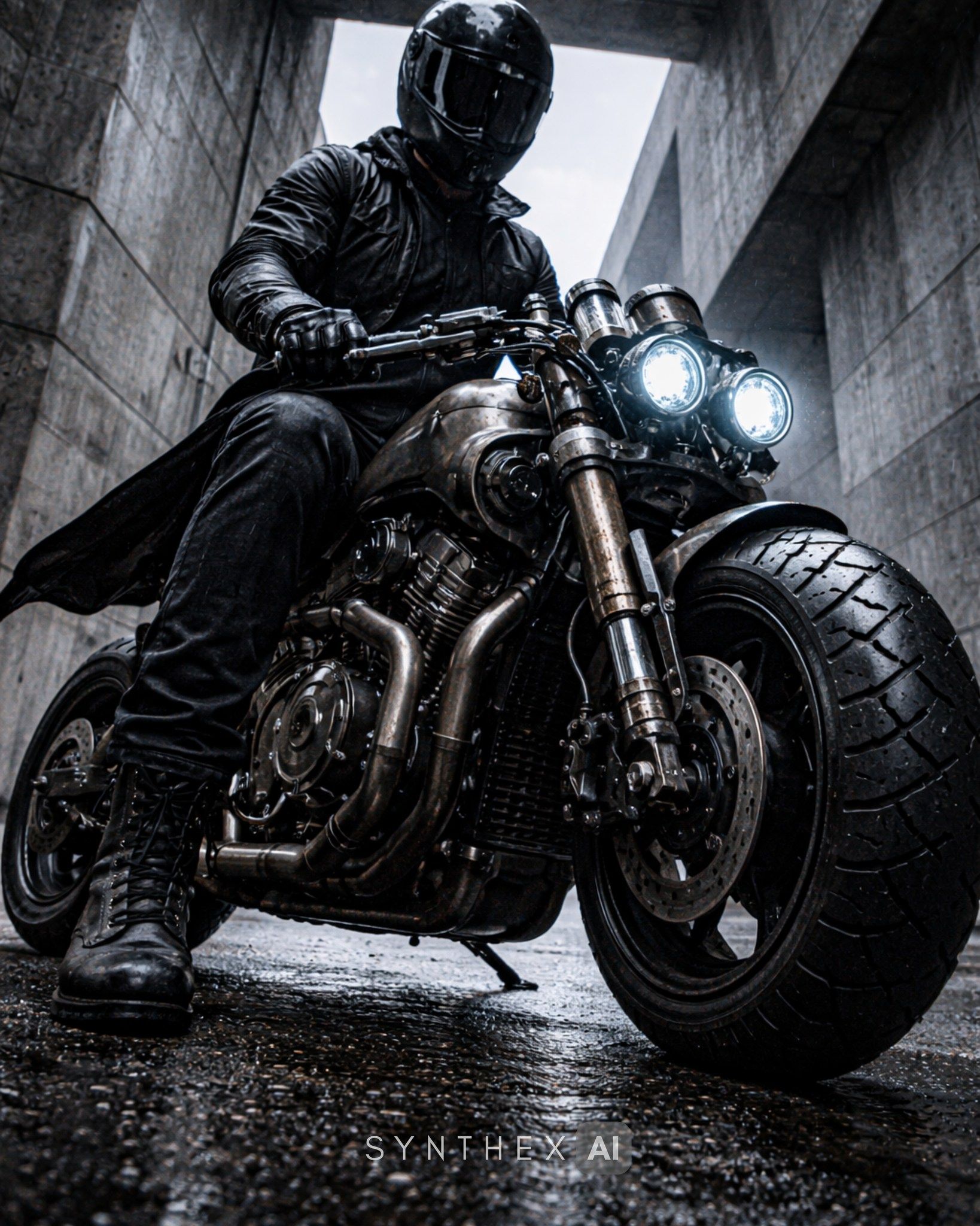 Generate Futuristic Motorcycle Rider Scenes