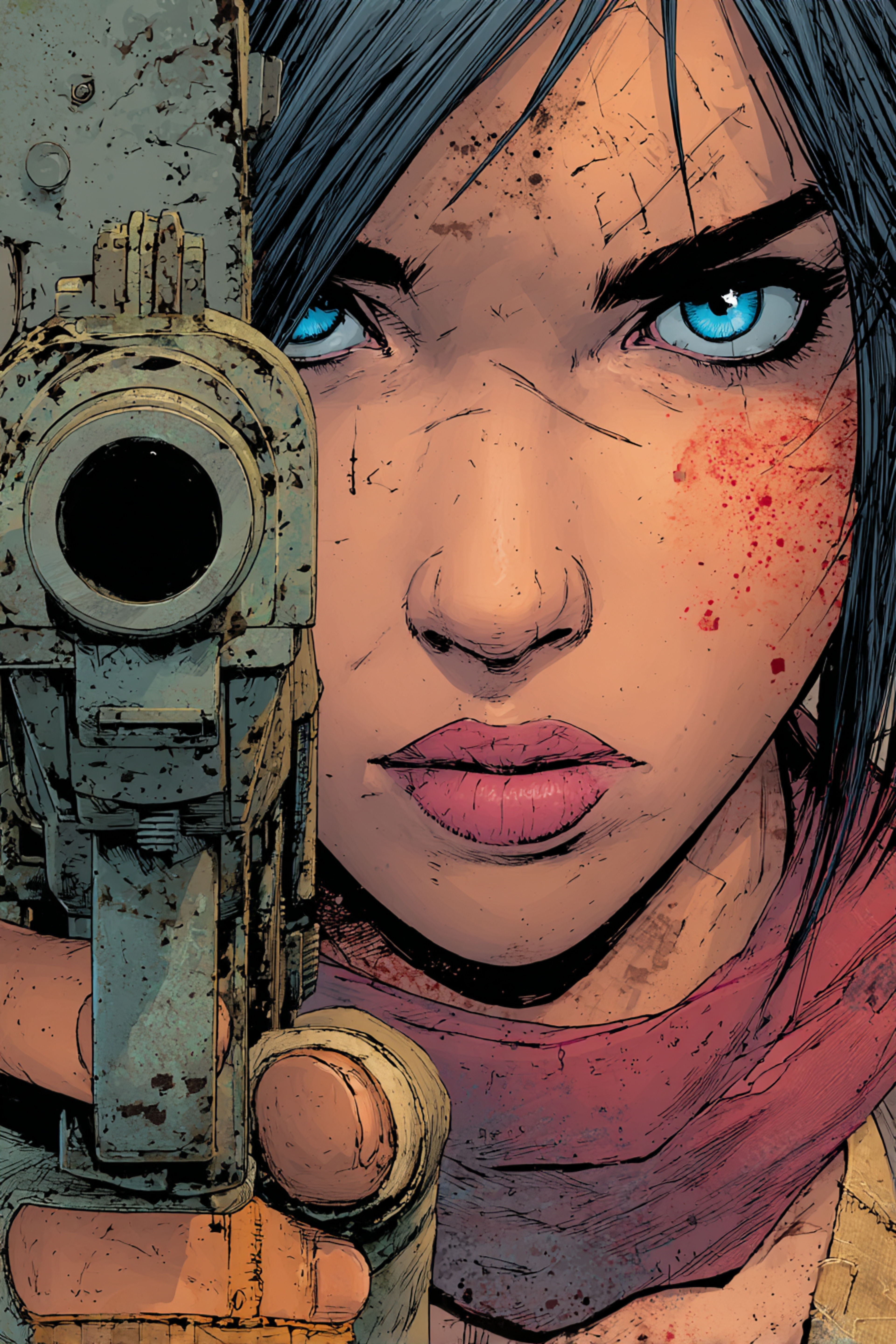 Borderlands Comic Style Beautiful Woman Holding Gun