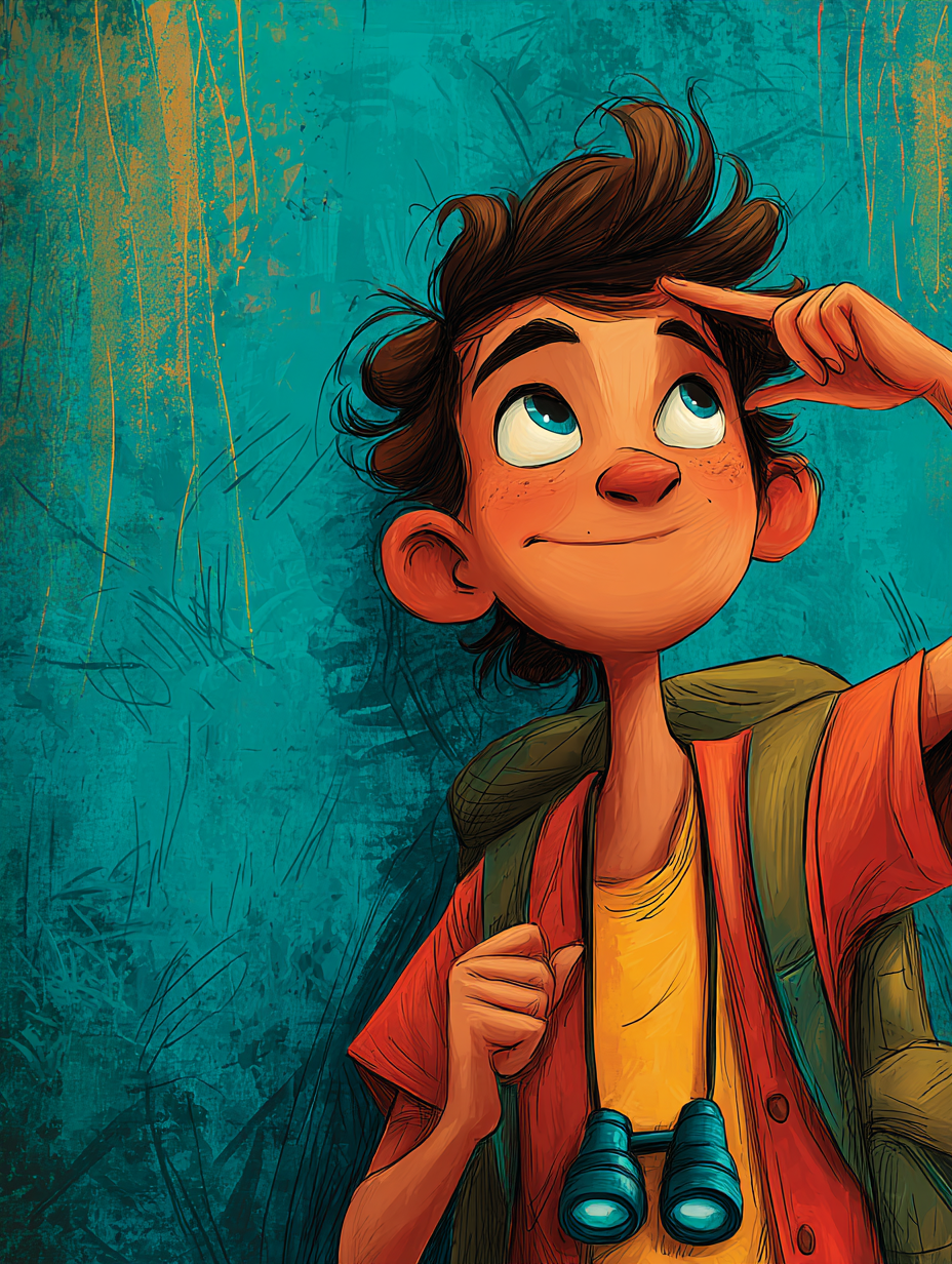 Vibrant Whimsical Young Explorer Illustration
