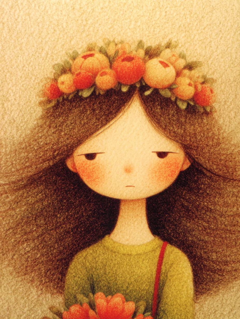Dreamy Painterly Girl with Flower Crown Painting