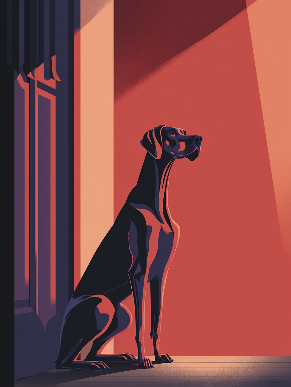 Minimalist Flat Vector Dog Illustration