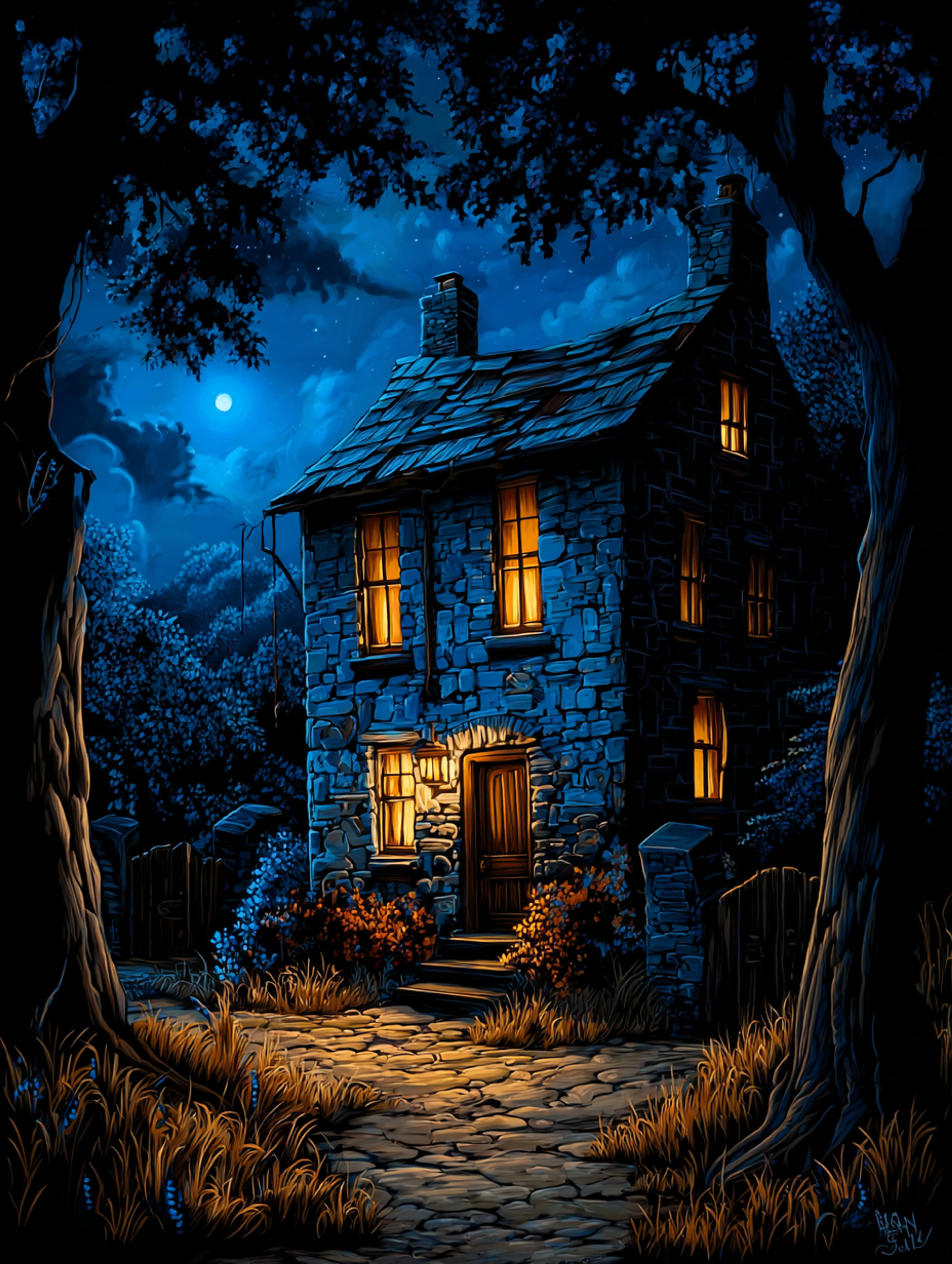 Enchanting Digital Old House Painting