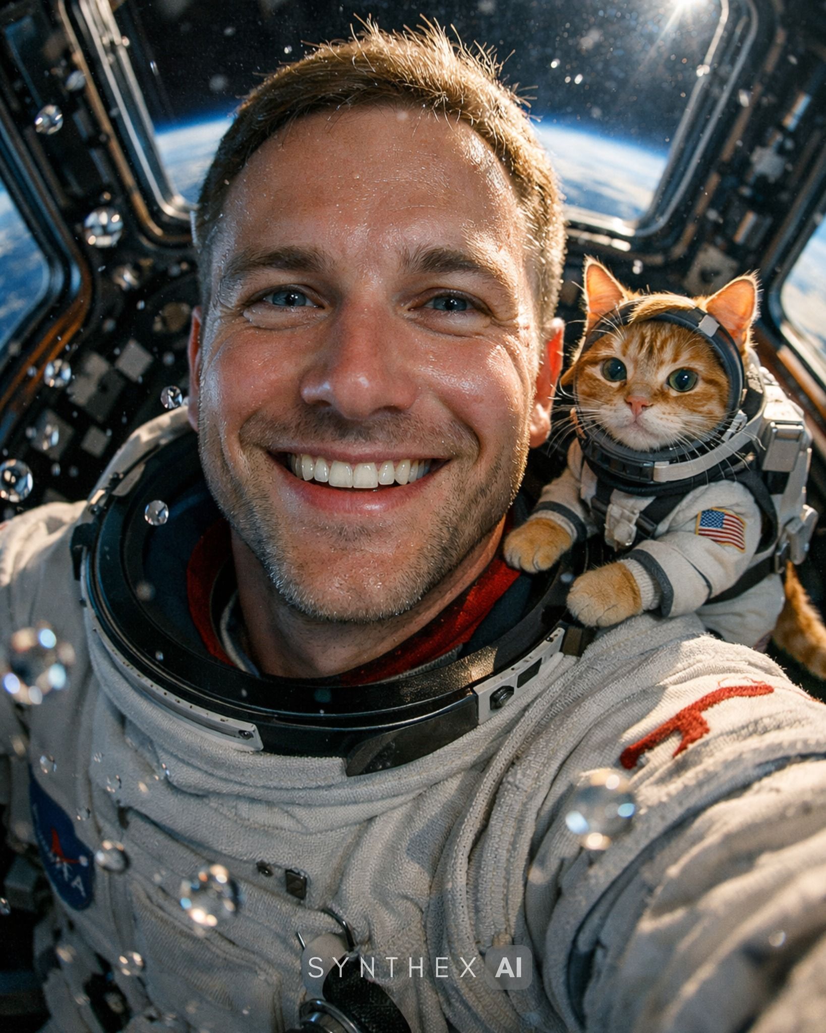 Generate Space Station Cat Selfies