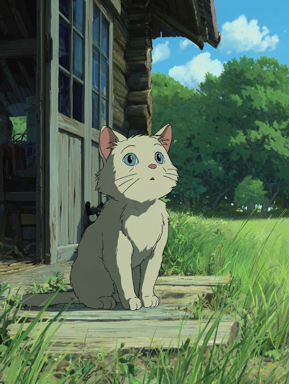 Studio Ghibli Anime Cat Scene