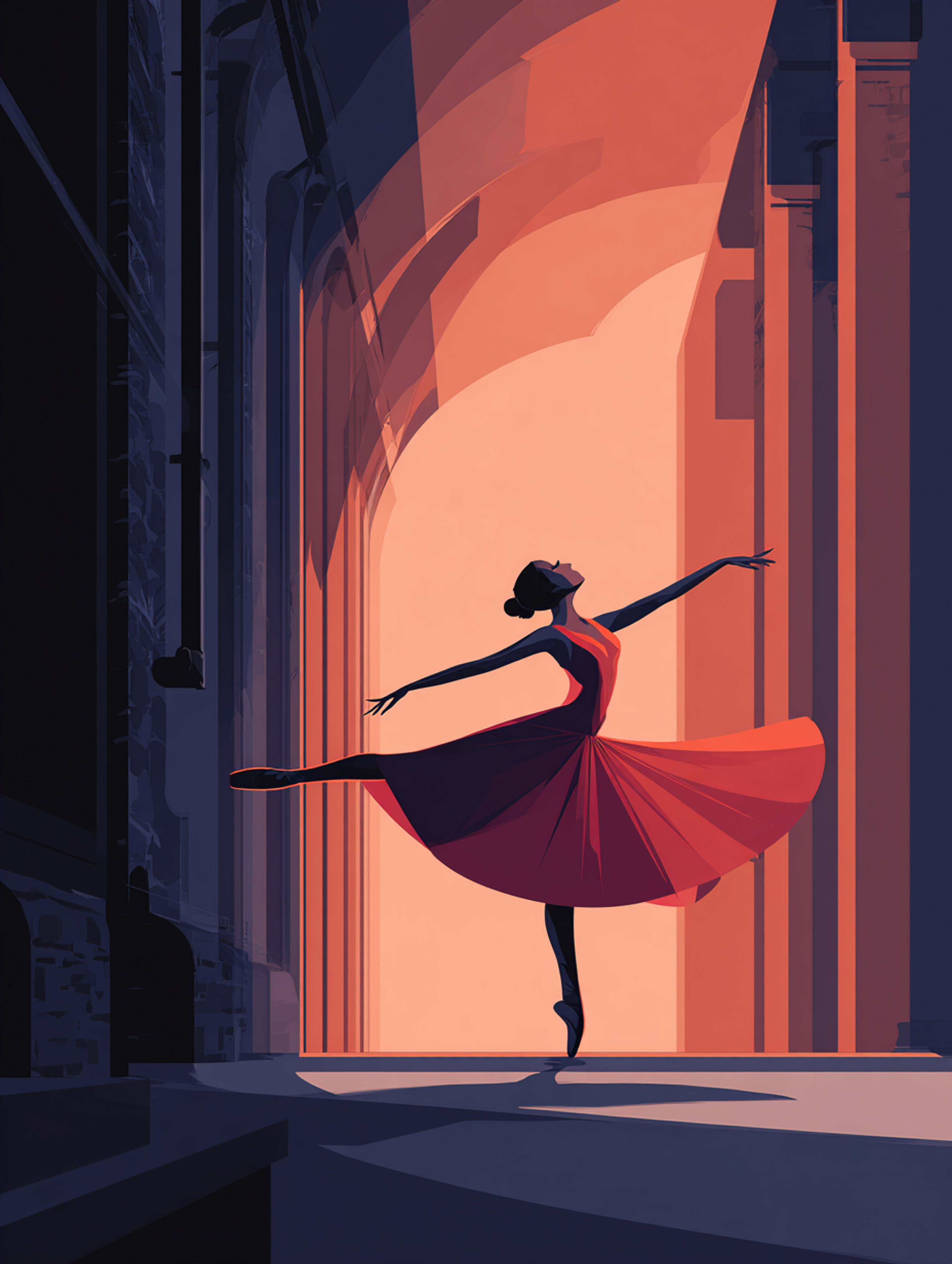 Minimalist Flat Vector Ballet Dancer Illustration