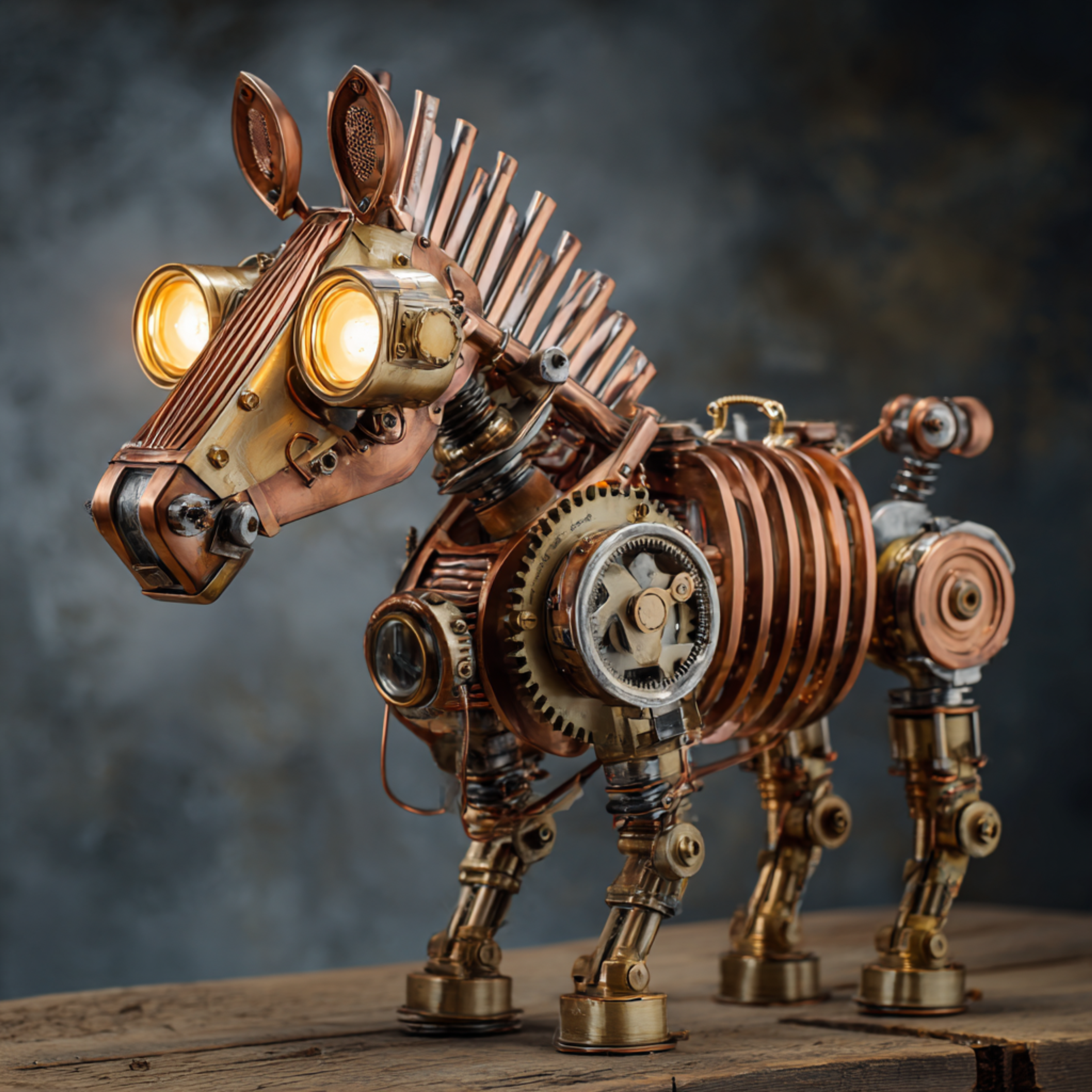 Steampunk Zebra Robot Character