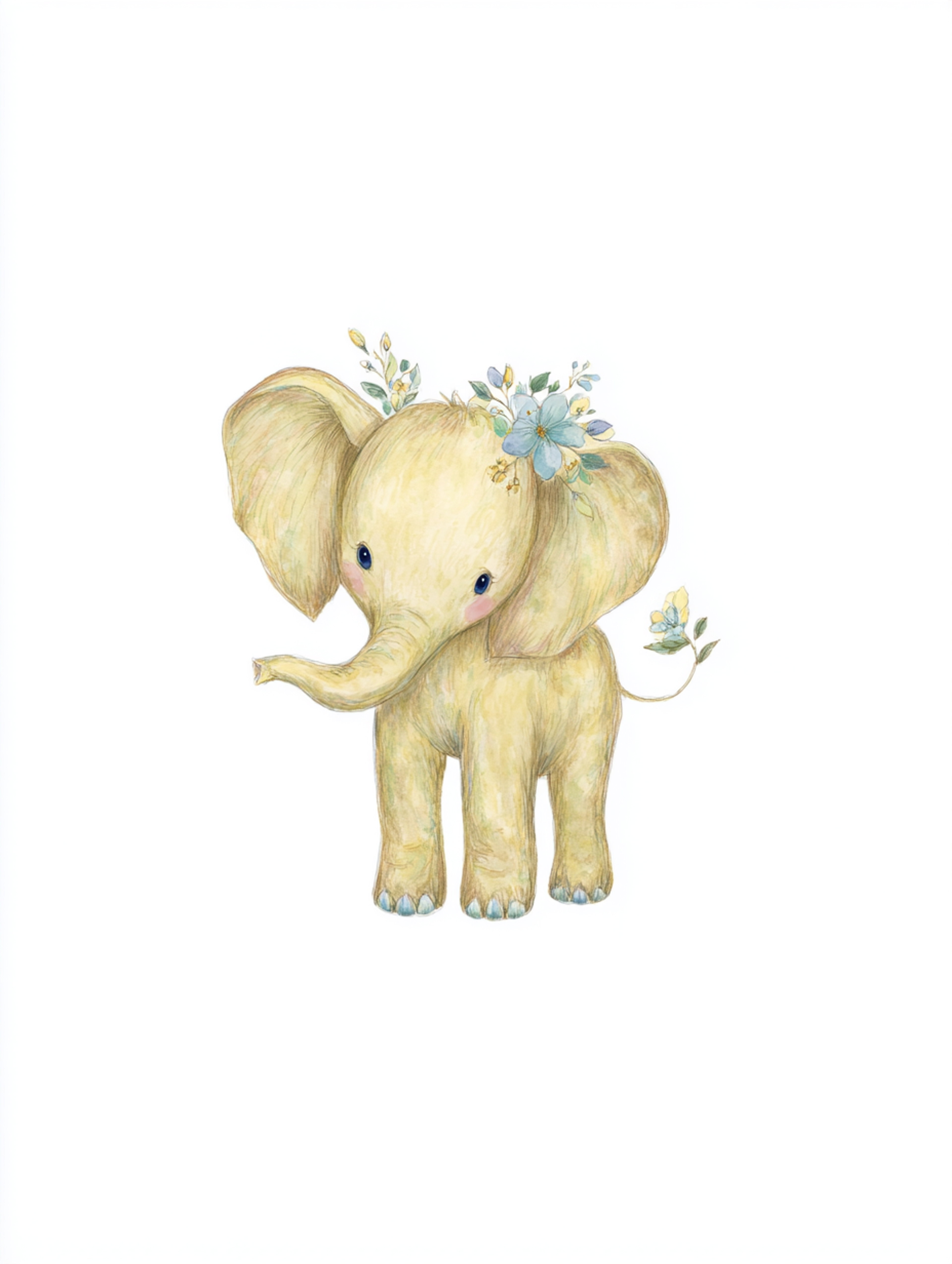 Gentle Watercolor Baby Elephant Illustration