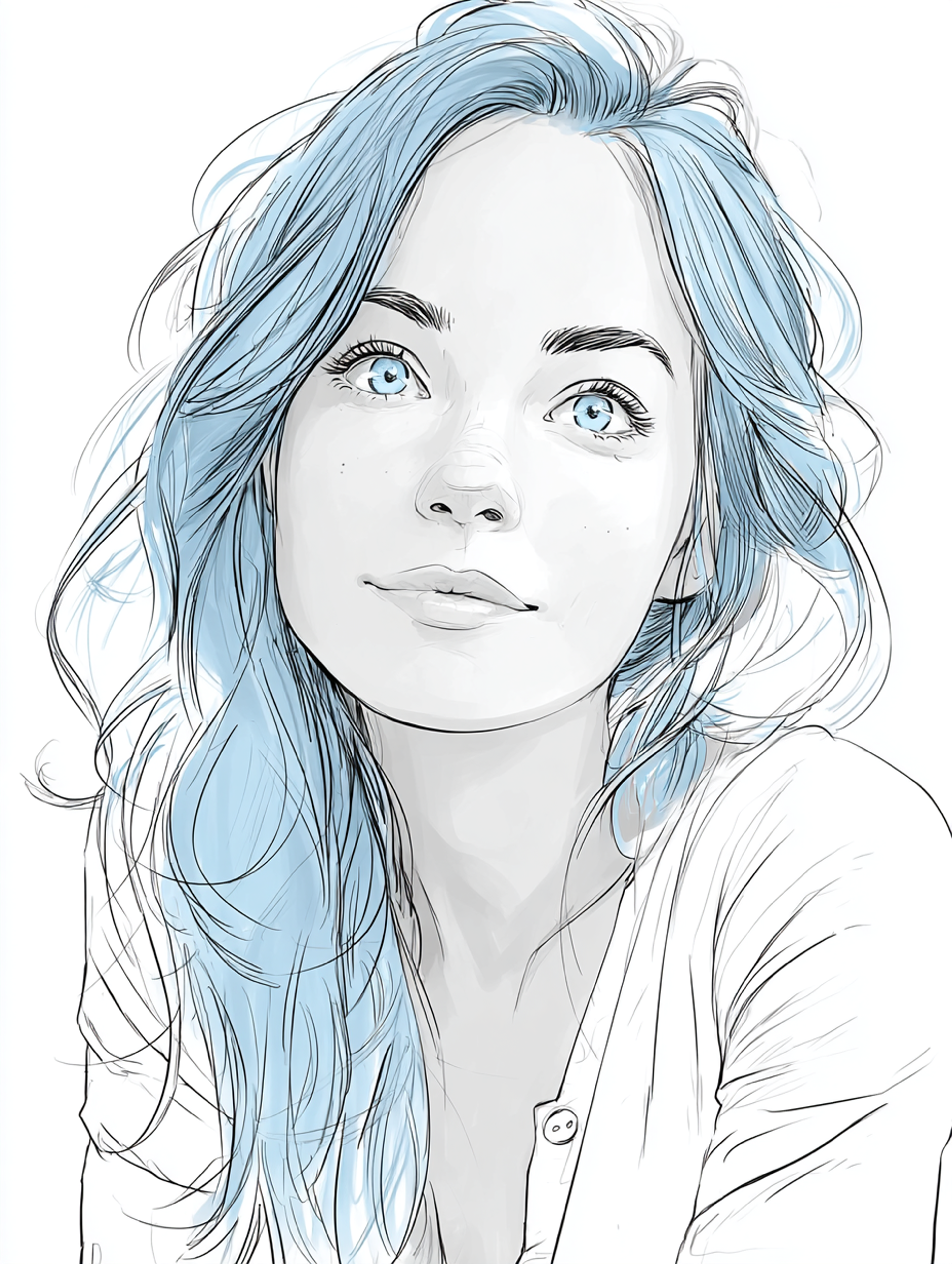 Pencil and Watercolor Woman S Portrait Sketch
