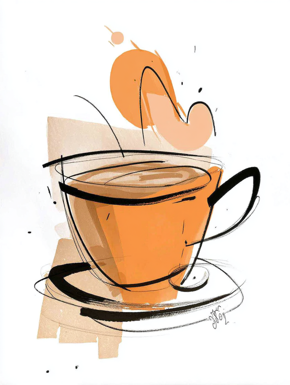 Loose Watercolor Sketch Coffee Cup Illustration